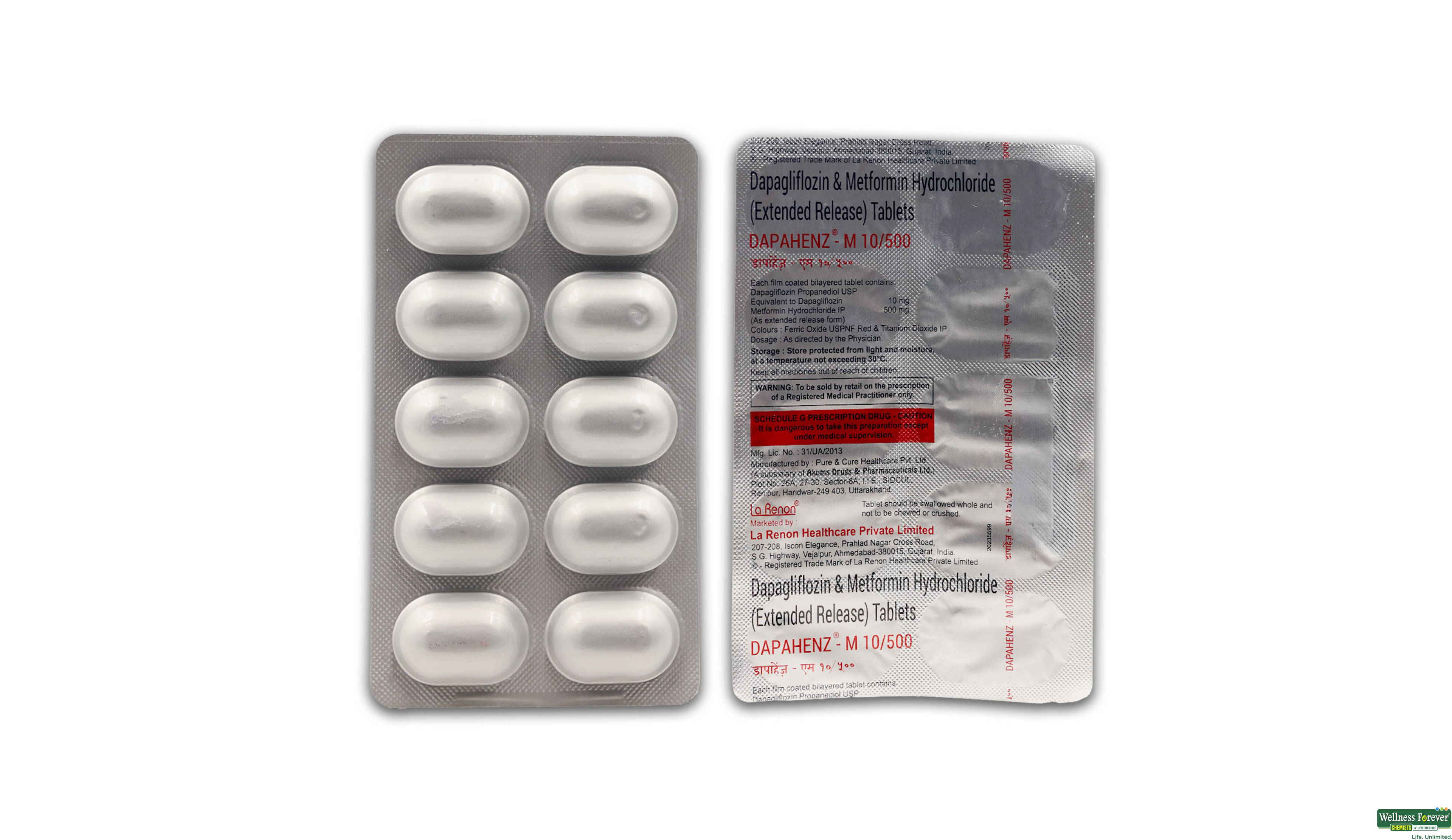 DAPAHENZ M 10/500MG 10TAB- 1, 10TAB, 