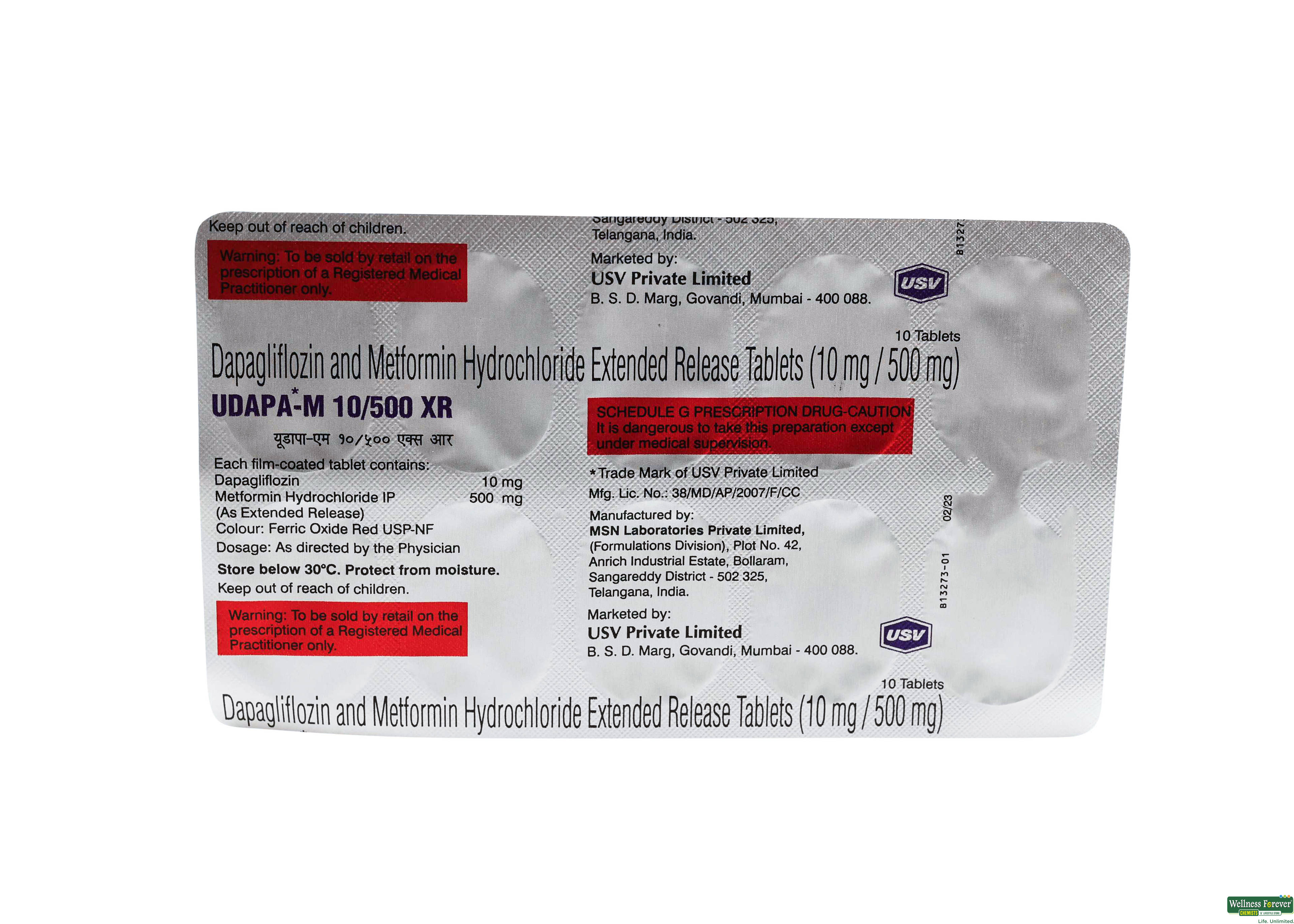 UDAPA M XR 10/500MG 10TAB-image