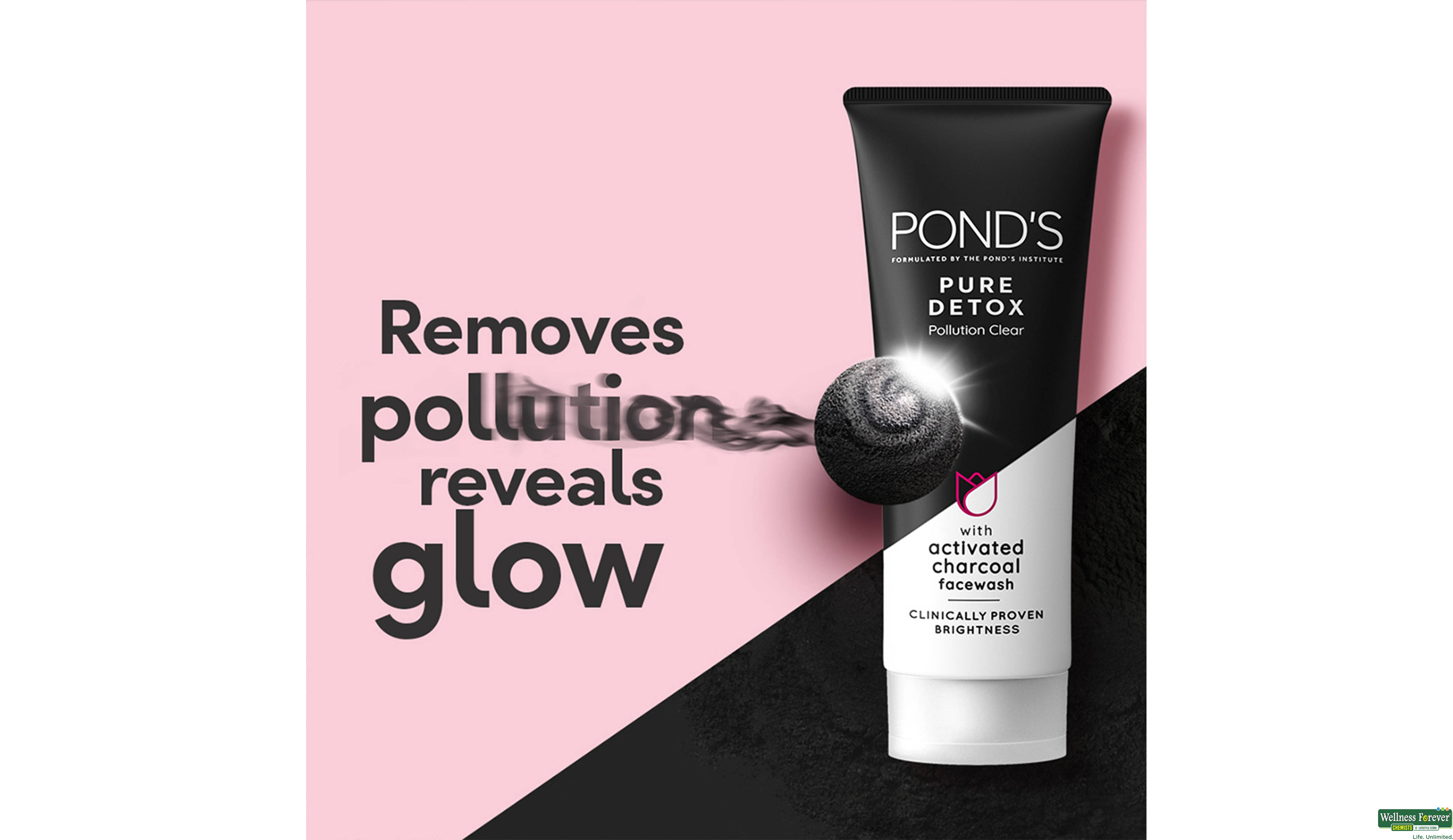PONDS F/WASH PURE DETOX WITH CHARCOAL 150GM- 5, 150GM, 