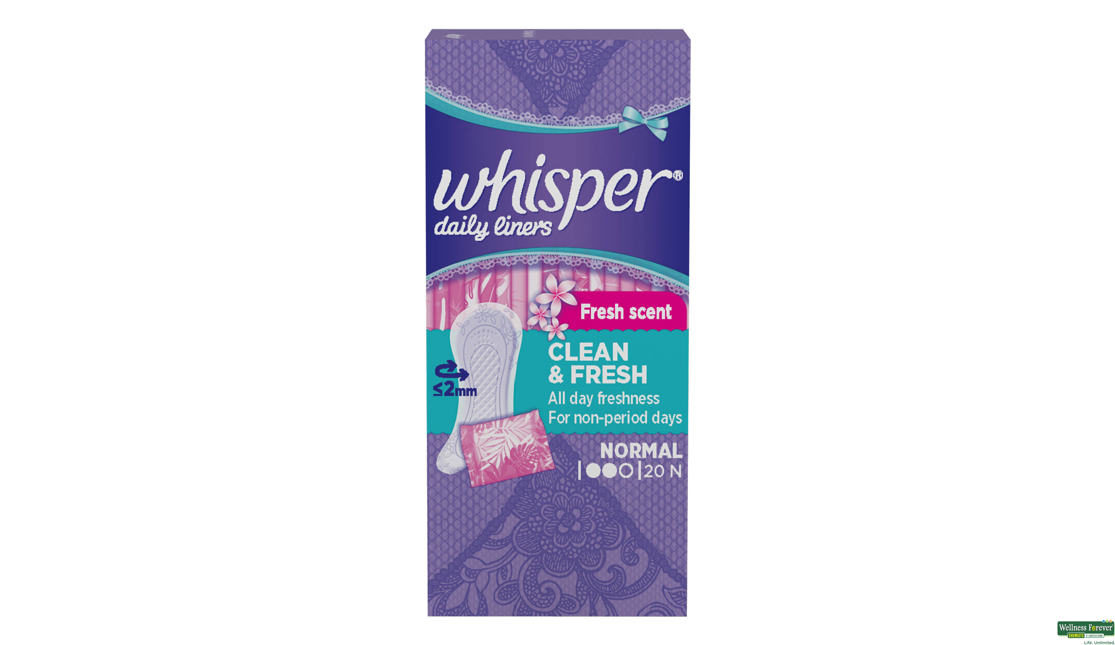 WHISPER LINERS DAILY FESH SCENT NOR 20P- 1, 20PC, 