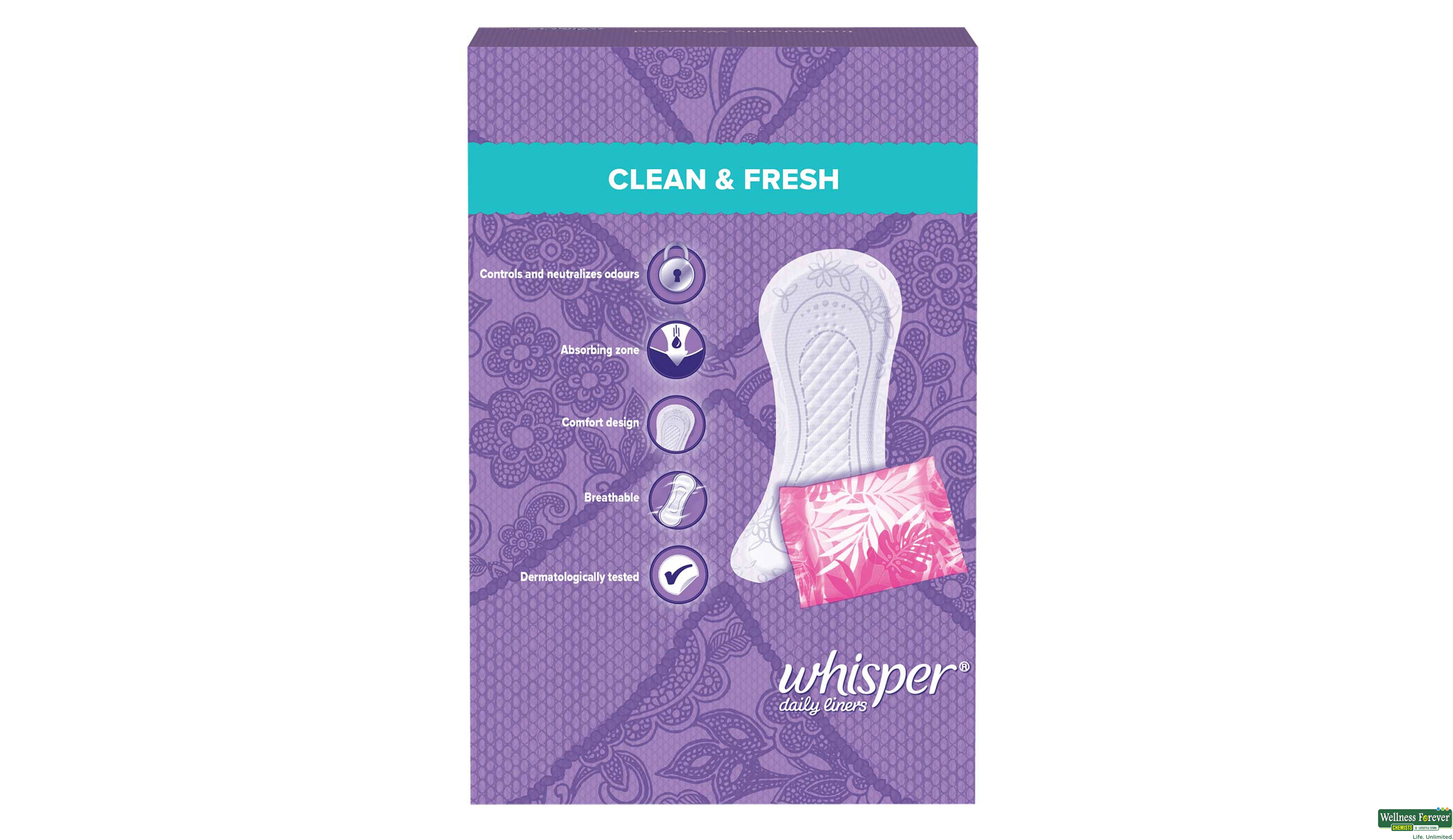 WHISPER LINERS DAILY FESH SCENT NOR 40P- 2, 40PC, 