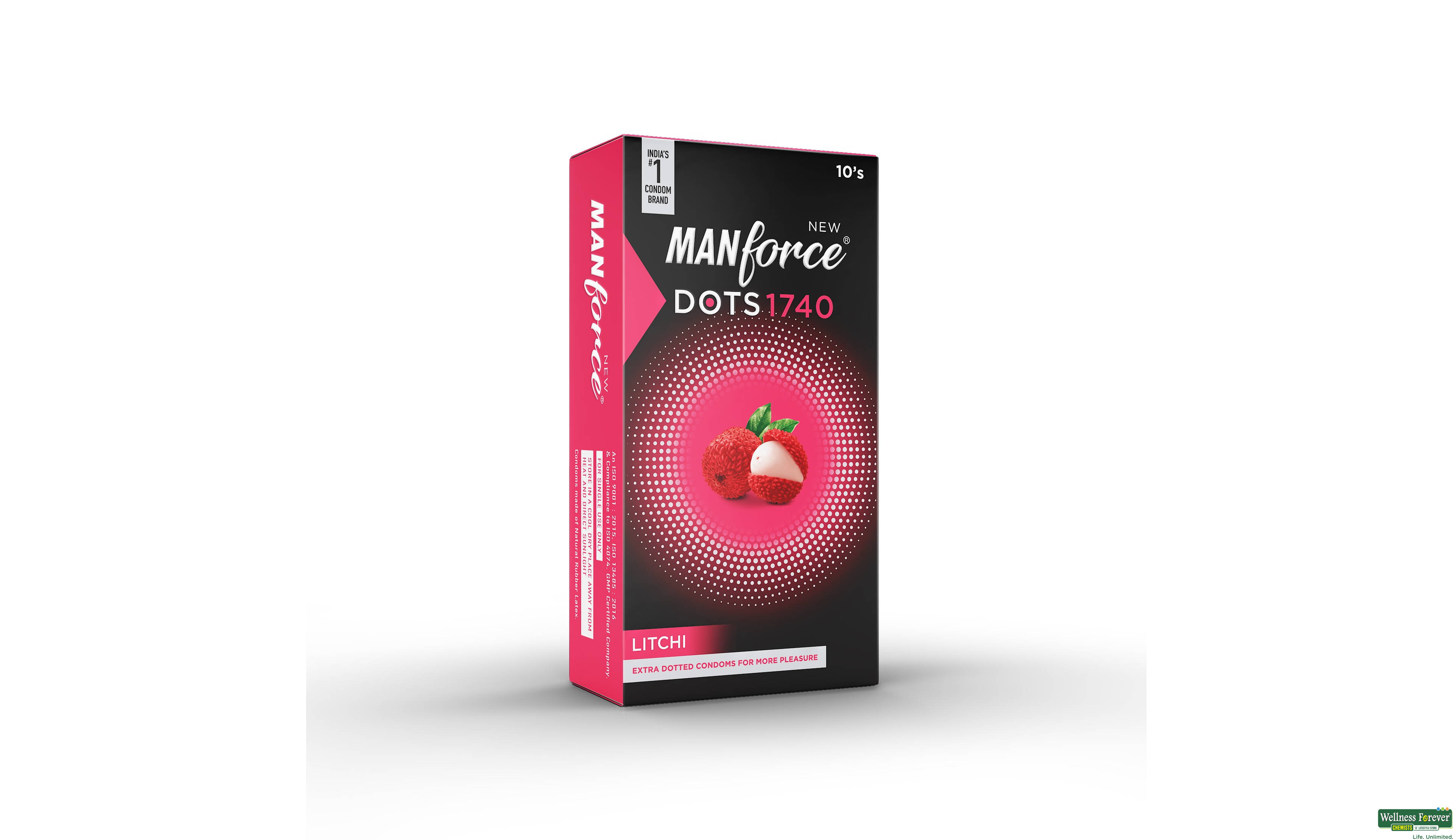 MANFORCE CONDOMS 1740 DOTS LITCHI 10PC- 3, 10PC, 