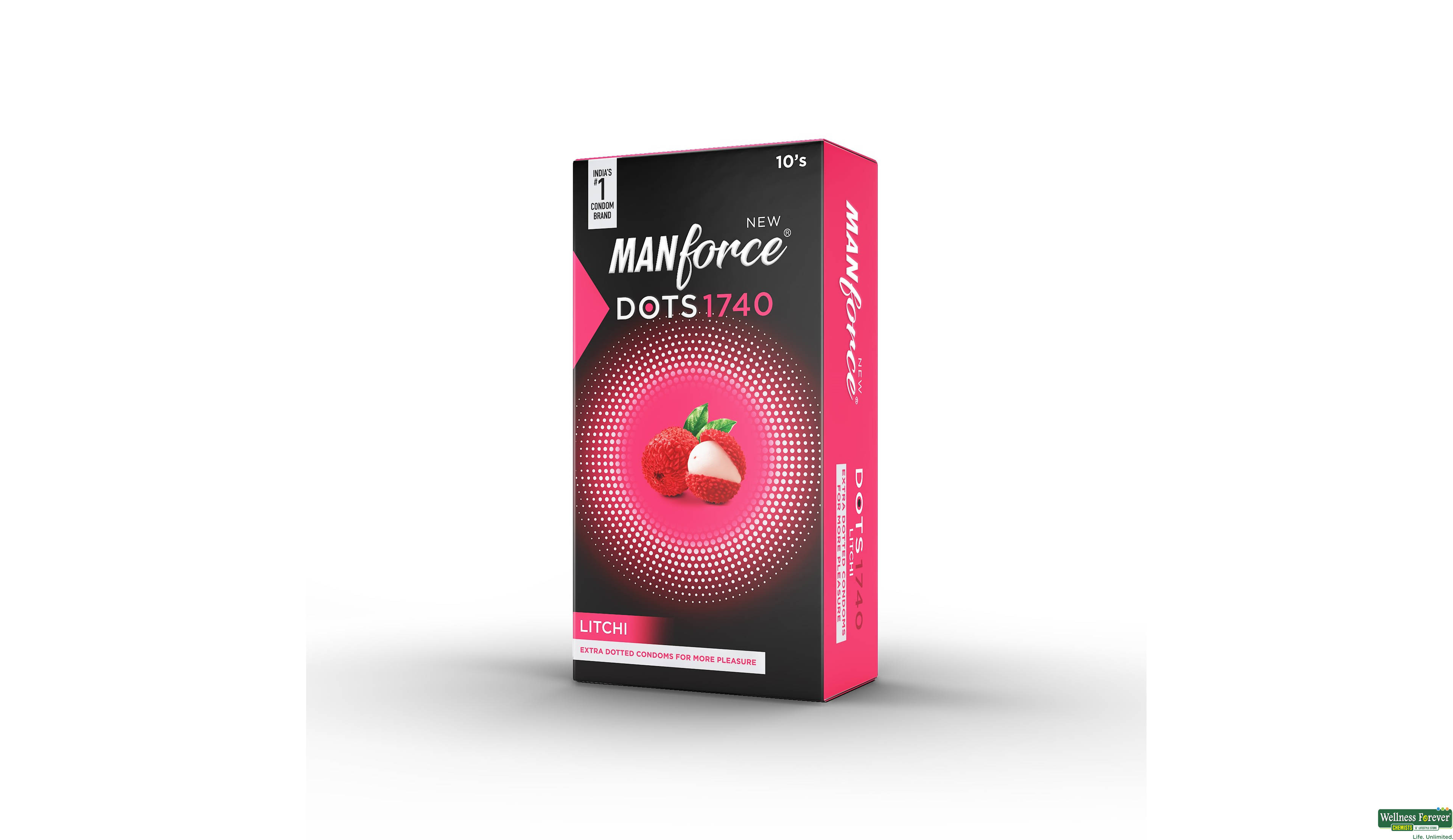 MANFORCE CONDOMS 1740 DOTS LITCHI 10PC- 4, 10PC, 