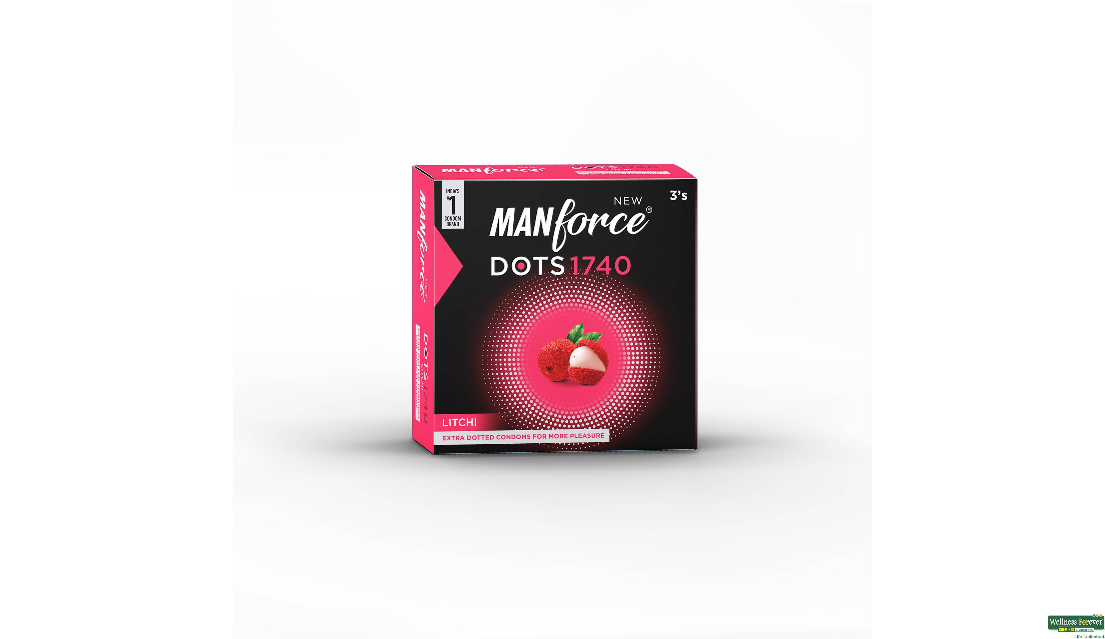 MANFORCE CONDOMS 1740 DOTS LITCHI 3PC- 1, 3PC, 
