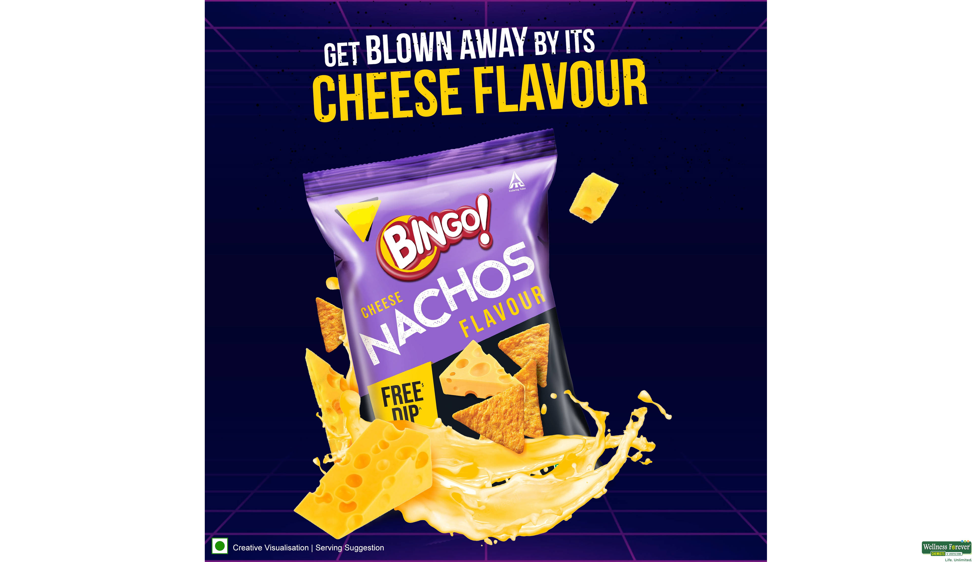 BINGO MAD ANGLES CHEESE NACHOS 110GM- 4, 110GM, null