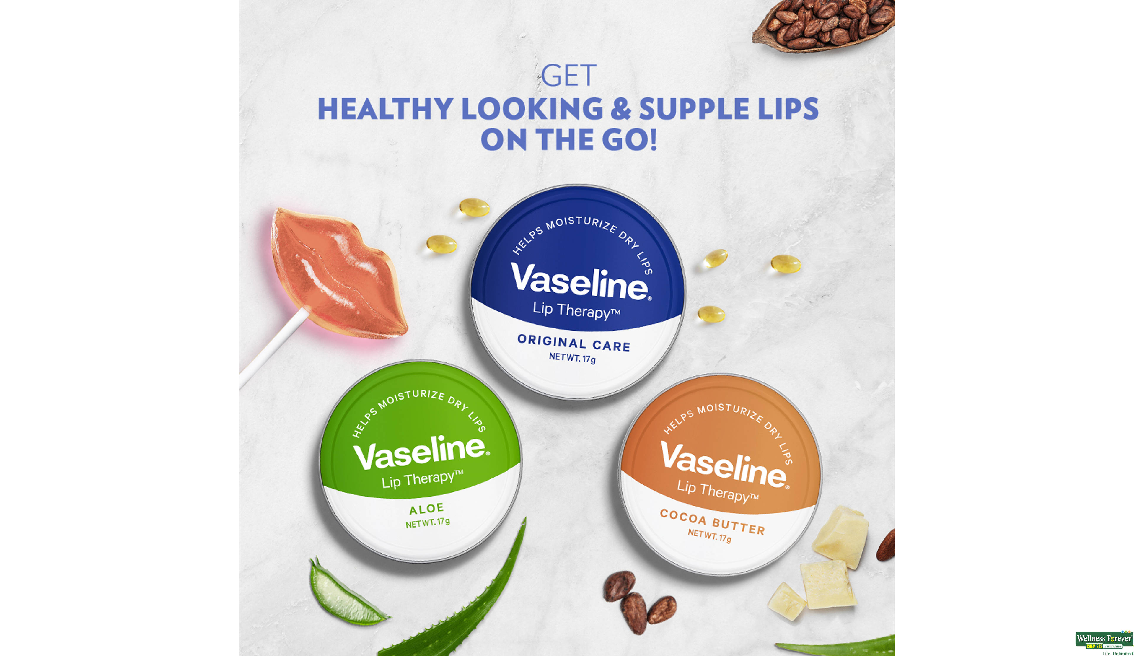 VASELINE LIP TINS COCOA BUTTER 17G- 8, 17GM, 