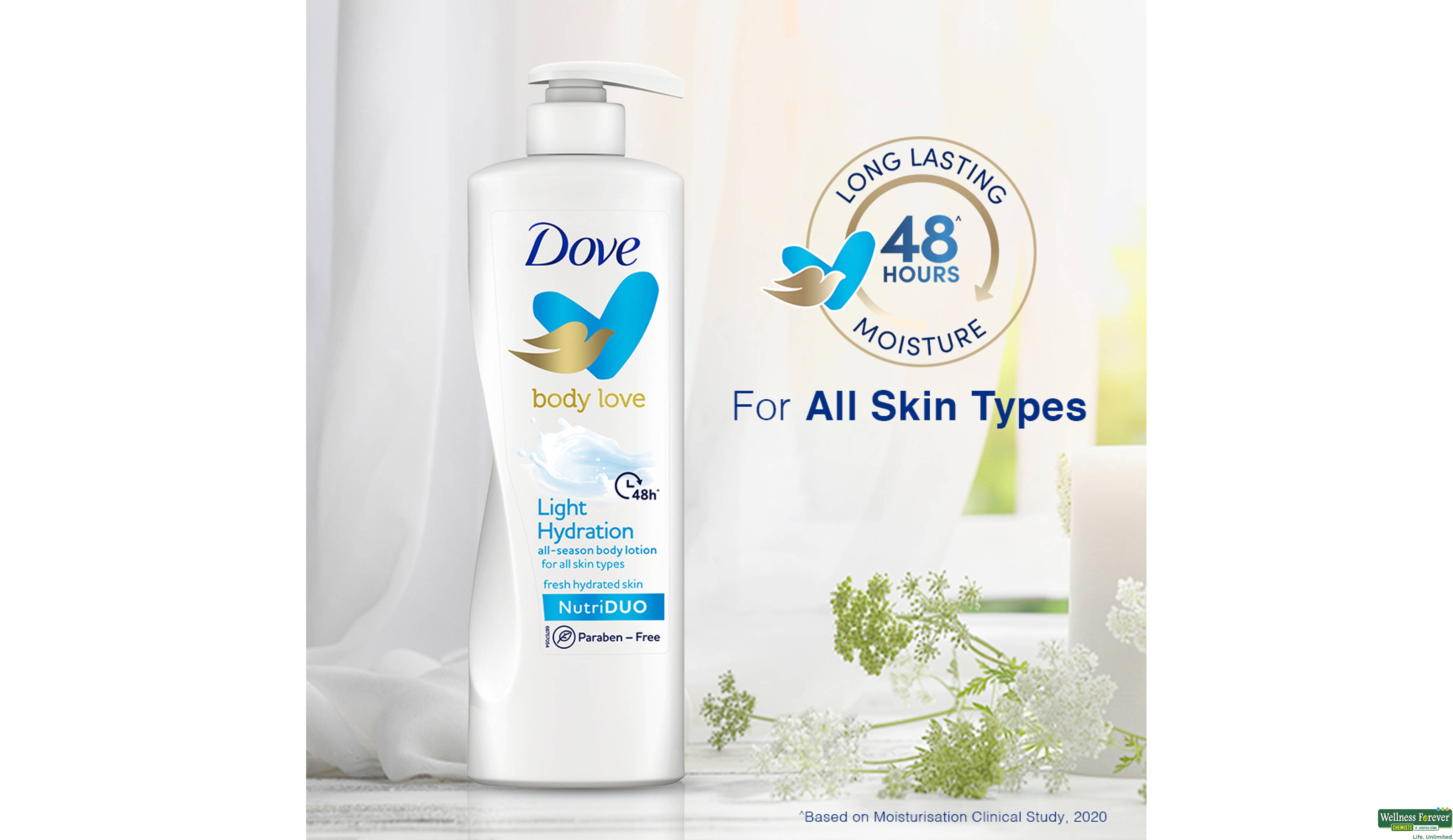 DOVE B/LOTION LOVE LIGHT HYDRATN 400 ML- 4, 400ML, 