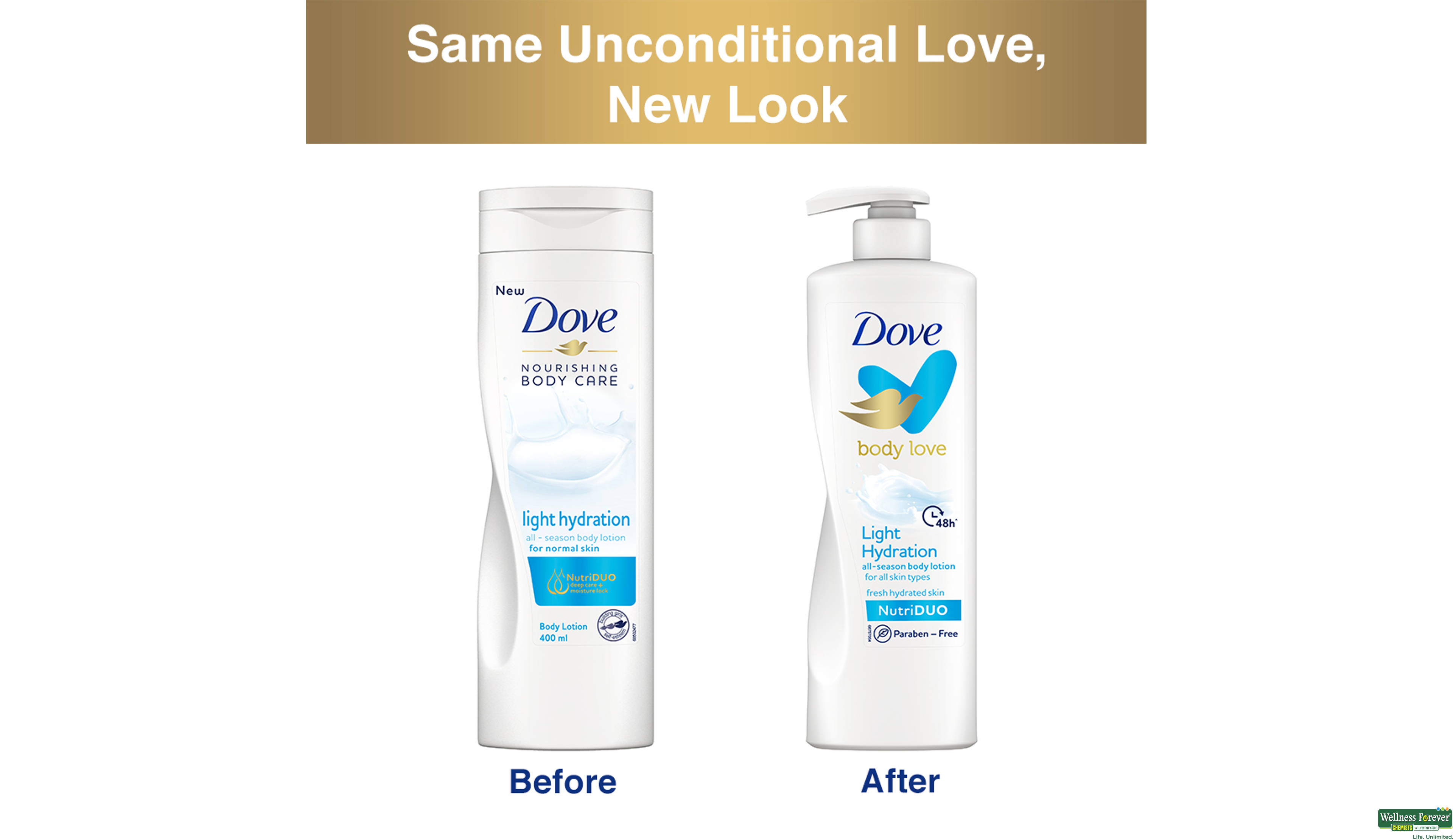 DOVE B/LOTION LOVE LIGHT HYDRATN 400 ML- 7, 400ML, 