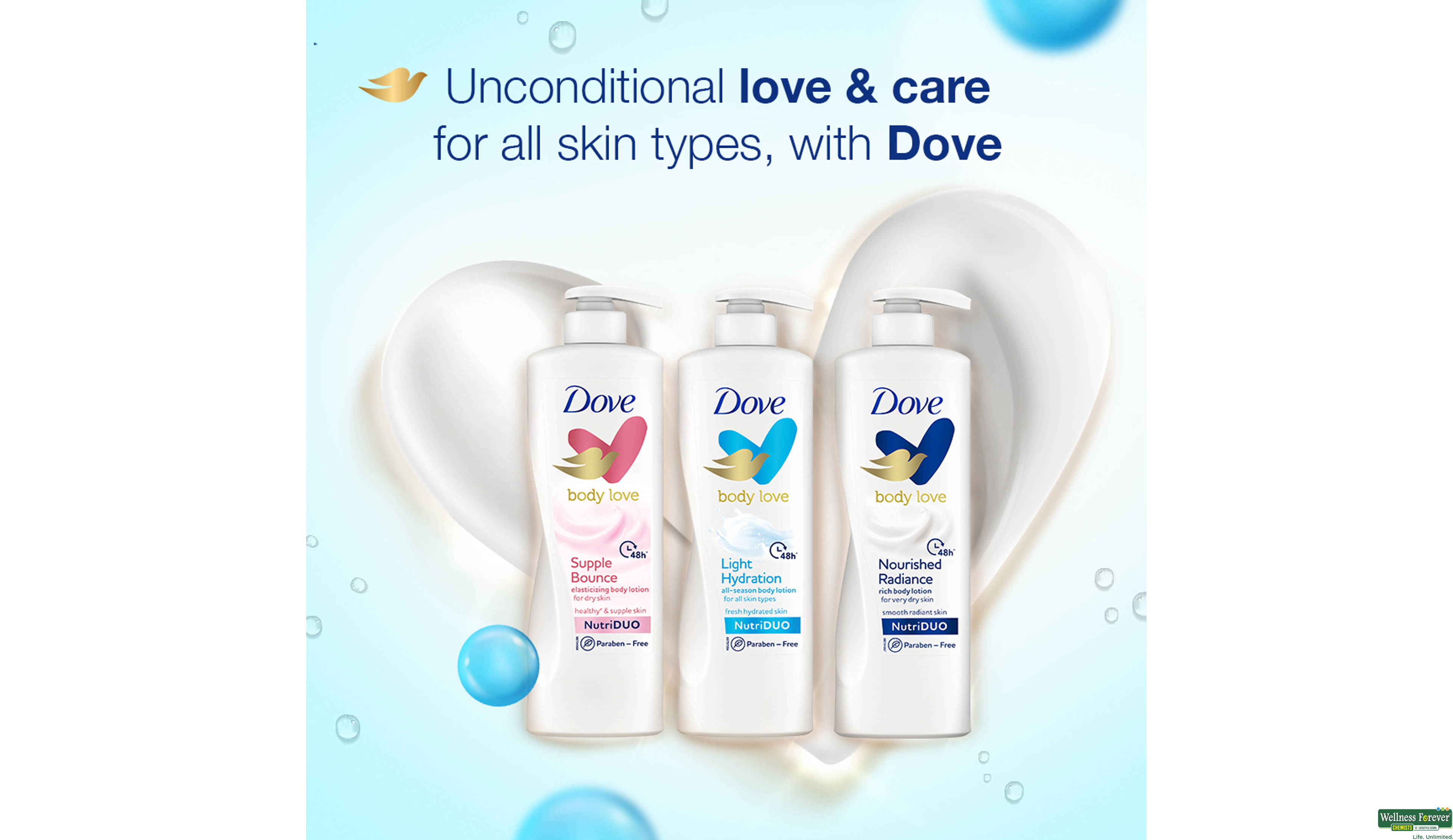 DOVE B/LOTION LOVE LIGHT HYDRATN 400 ML- 8, 400ML, 