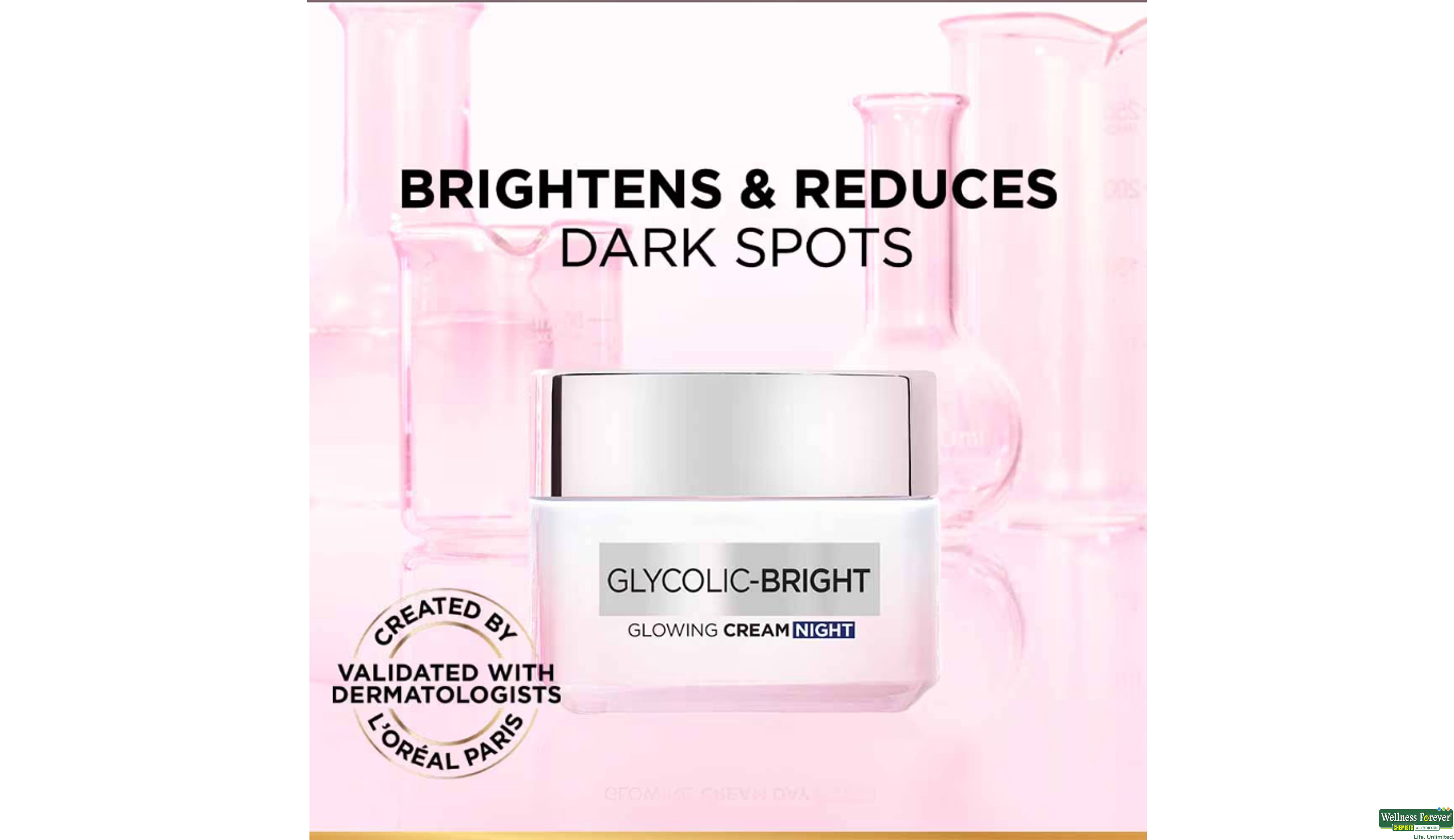 LOREAL GLYCOLIC BRIGHT NIGHT CREAM 15ML- 3, 1PC, 