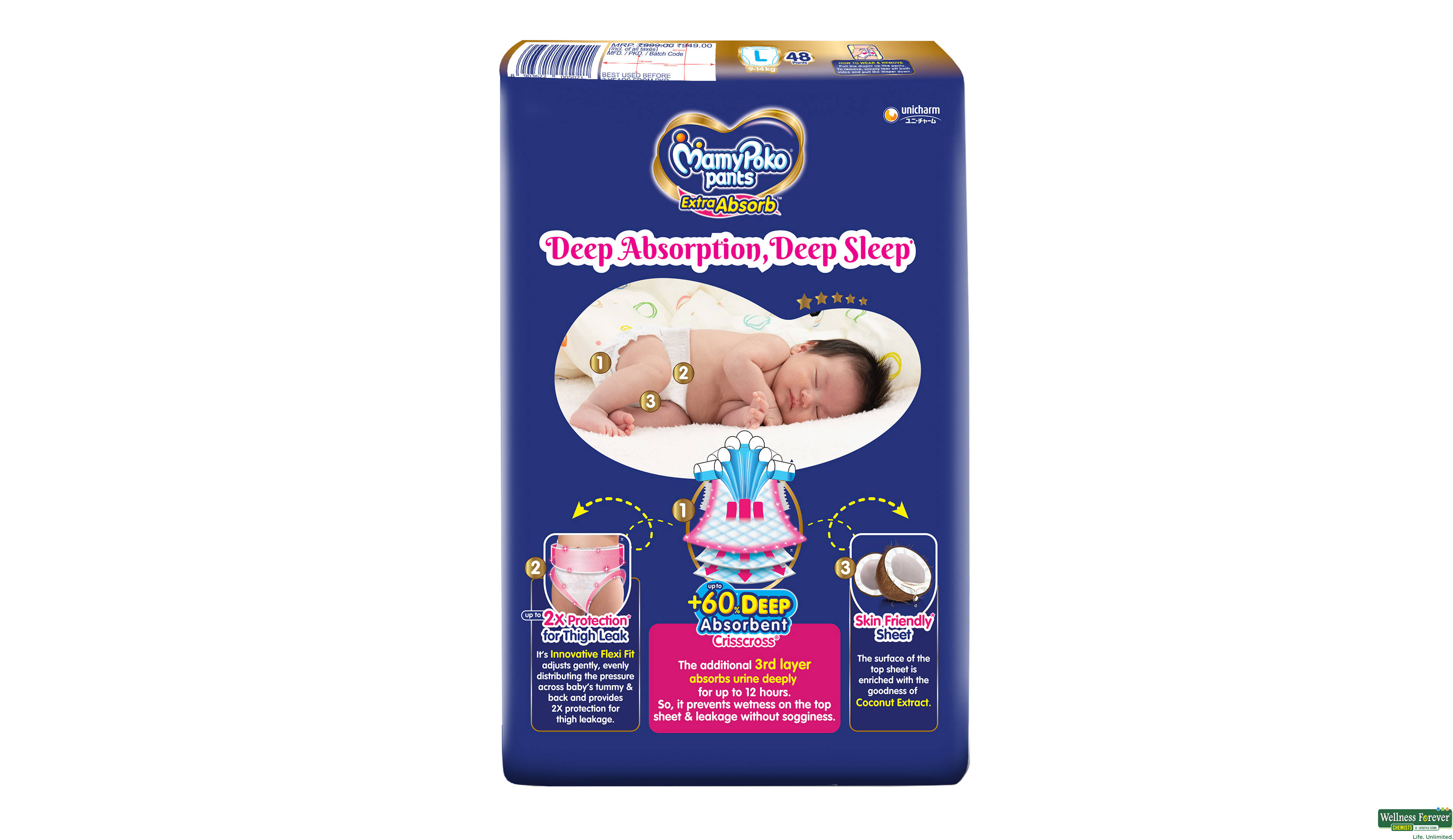 MAMYPOKO PANTS EXTRA ABSORB L 48PC- 1, 48PC, null