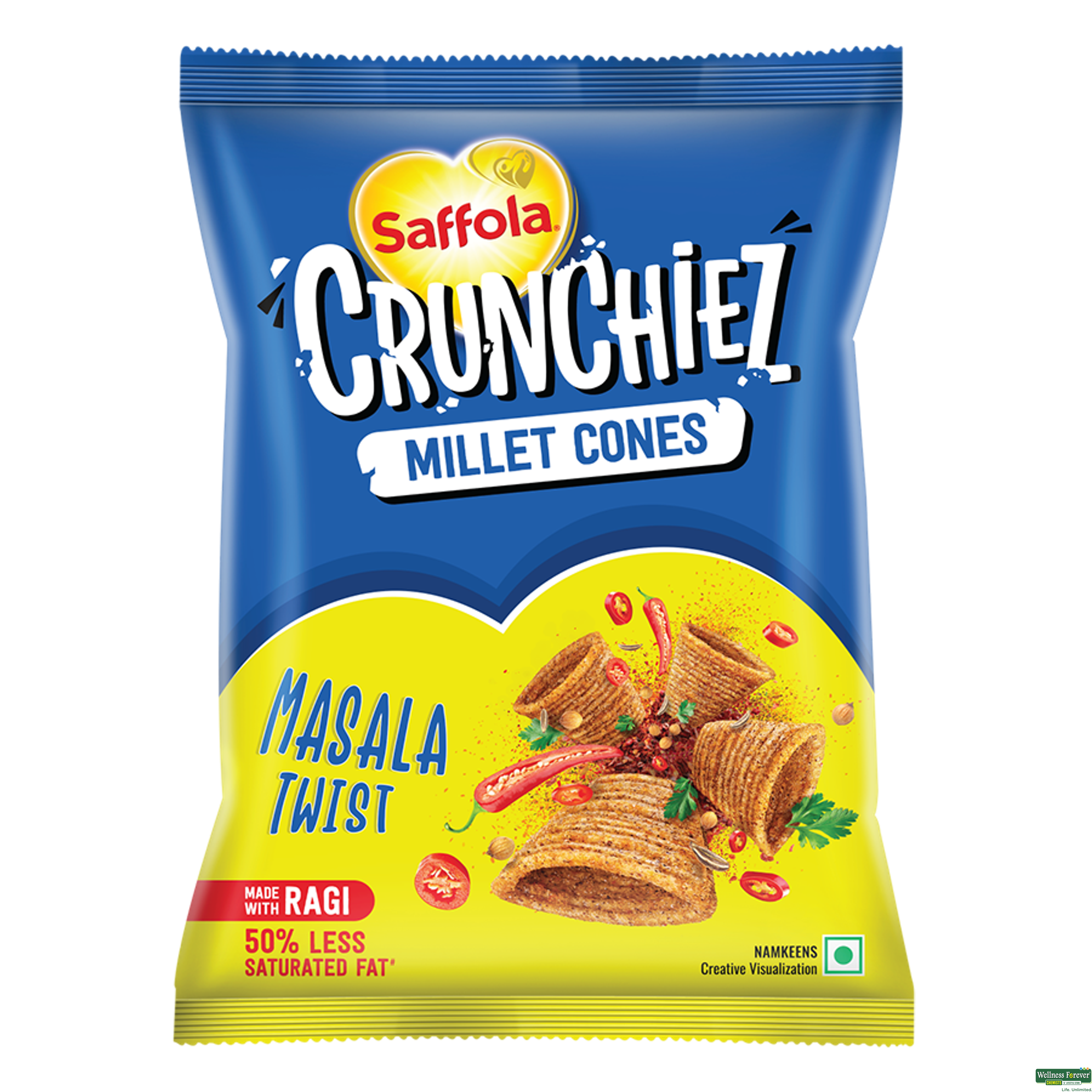 SAFFOLA MUNCHIEZ RAGI MASALA CHIPS 45GM-image