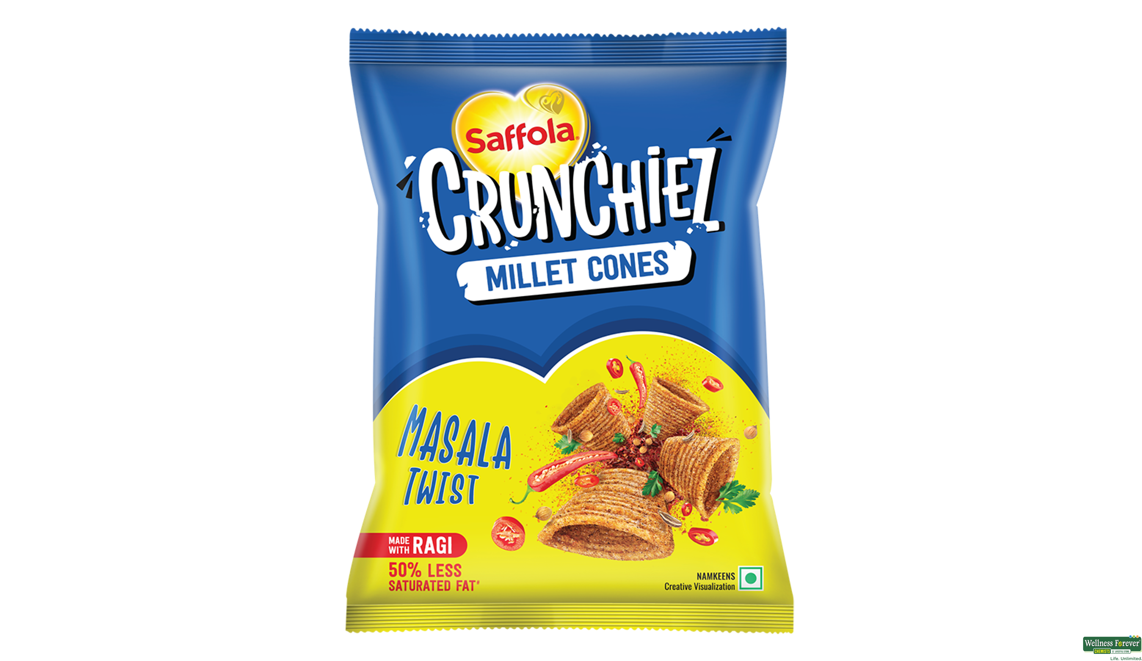 SAFFOLA MUNCHIEZ RAGI MASALA CHIPS 70GM- 1, 70GM, 