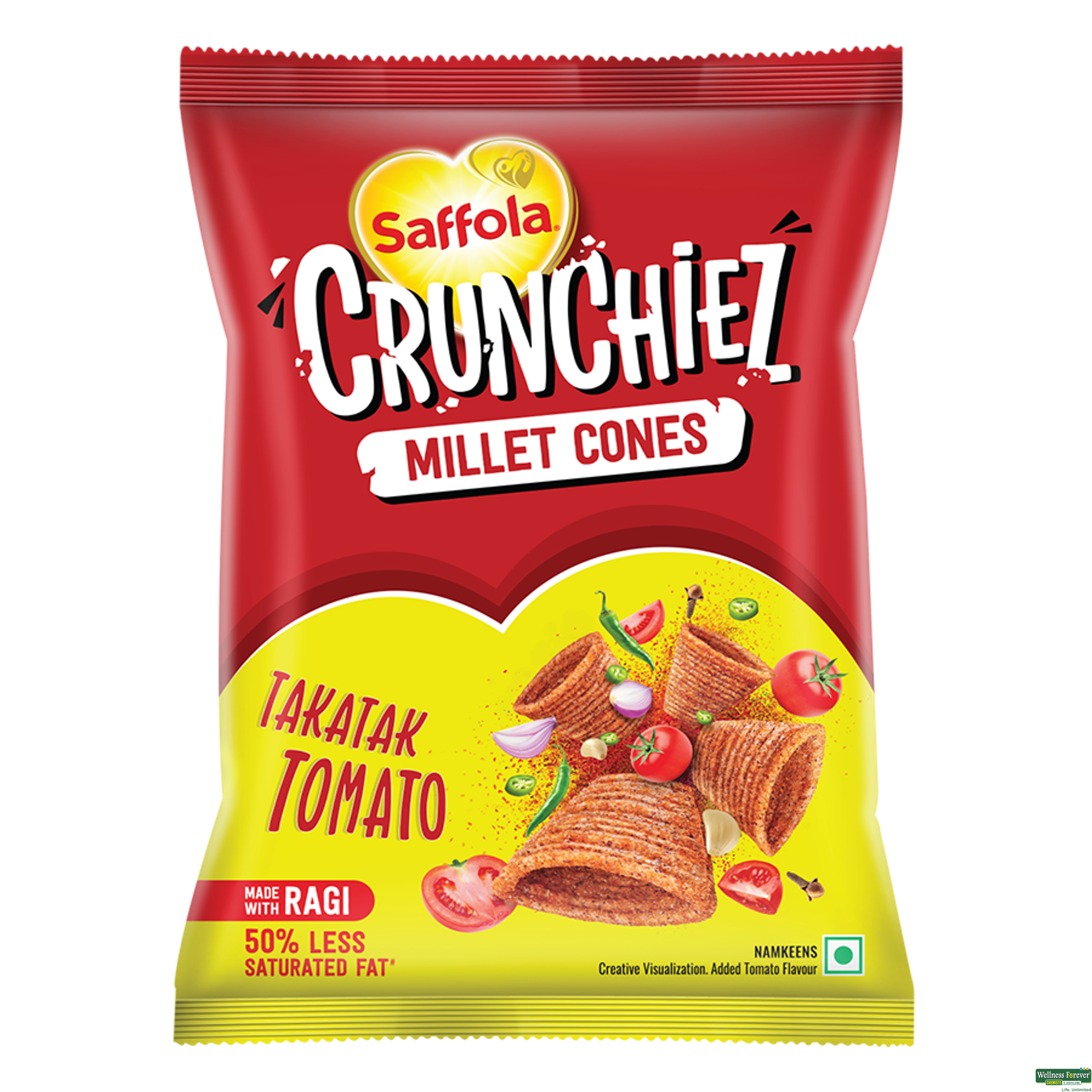SAFFOLA MUNCHIEZ RAGI CHIPS TOMATO 45GM-image