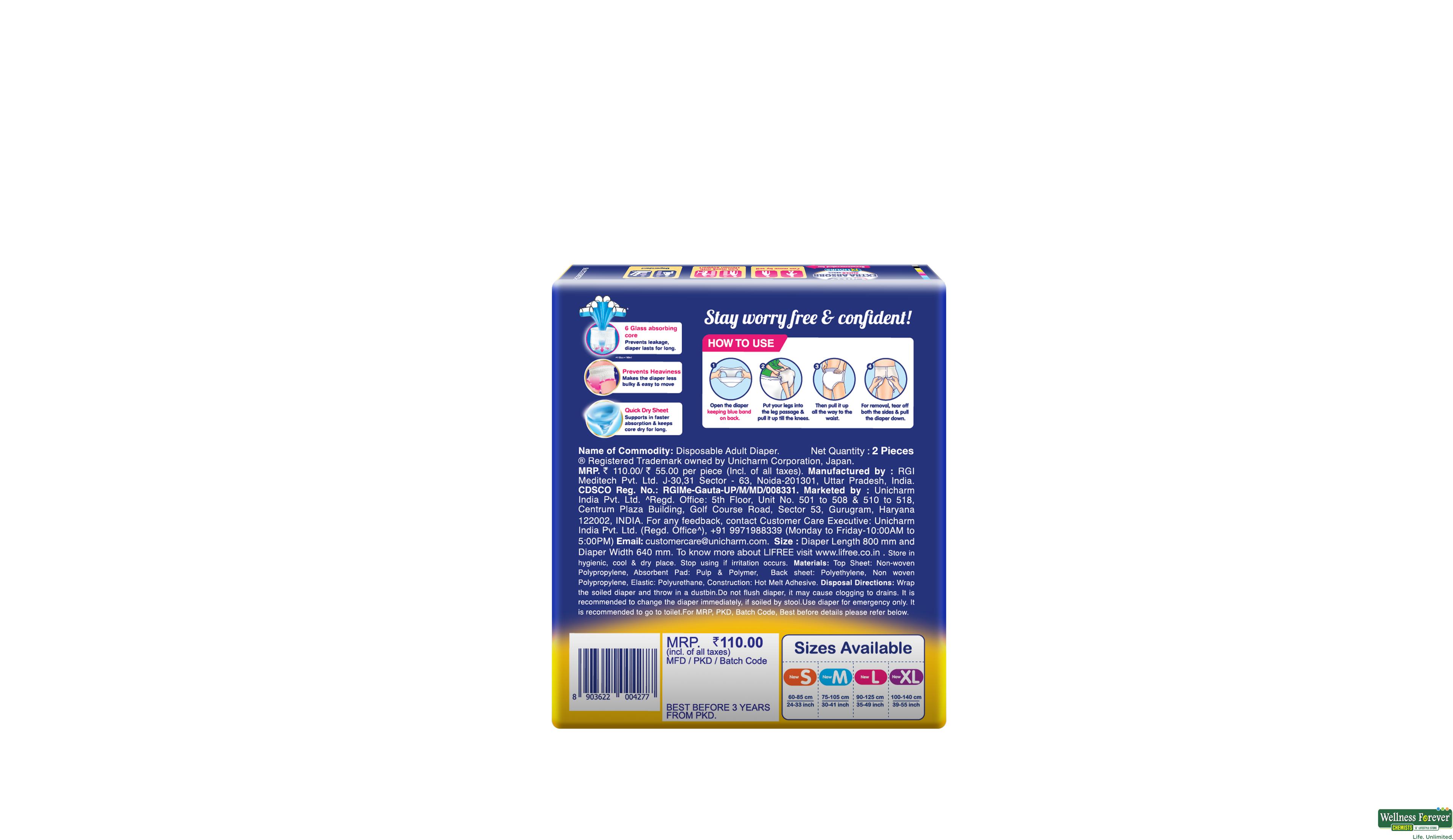 LIFREE PANTS EXTRA ABSORB M 2PC- 2, 2PC, null