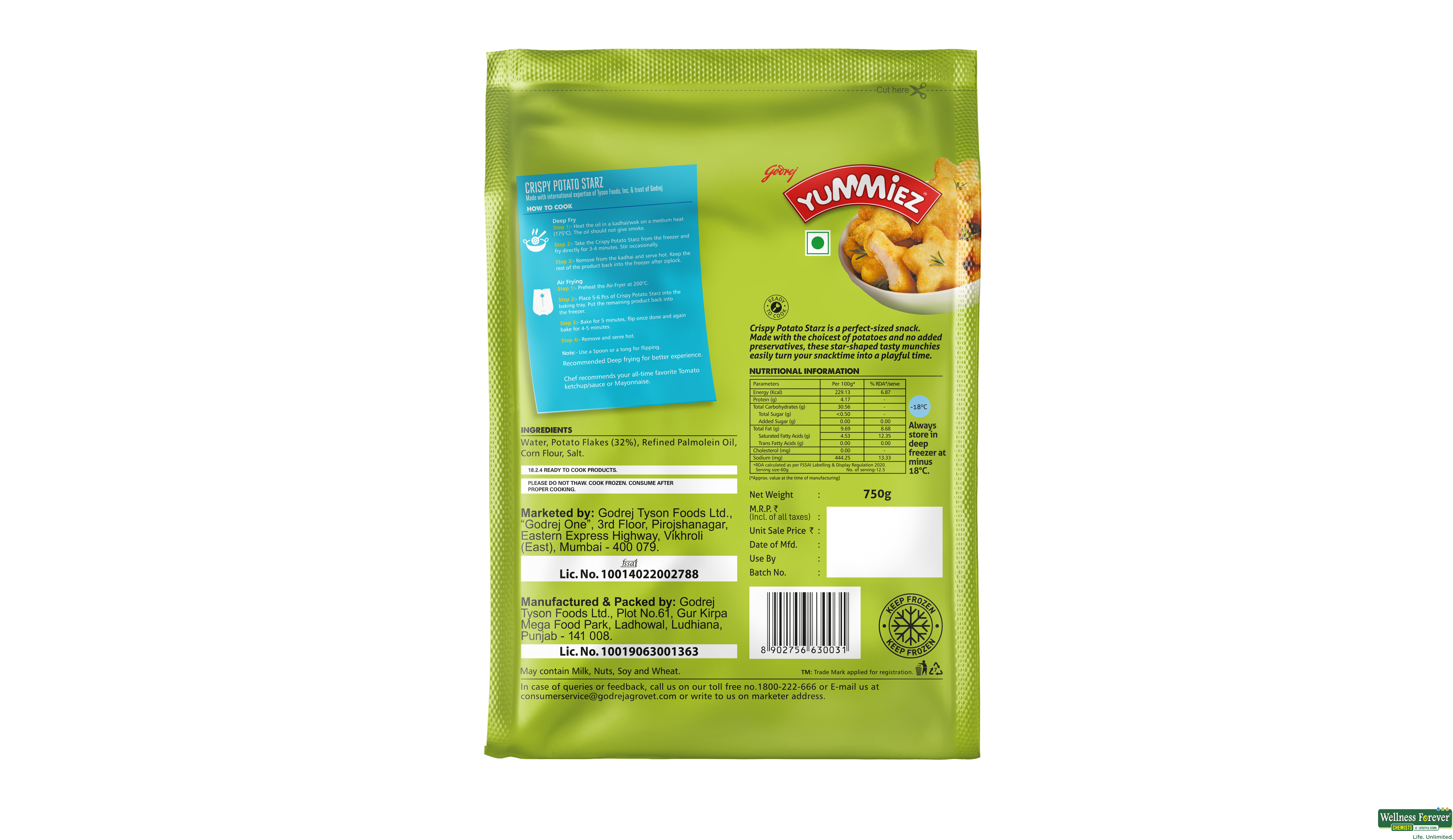 YUMMIEZ CRISPY POTATO STARZ 750G- 2, 750GM, 