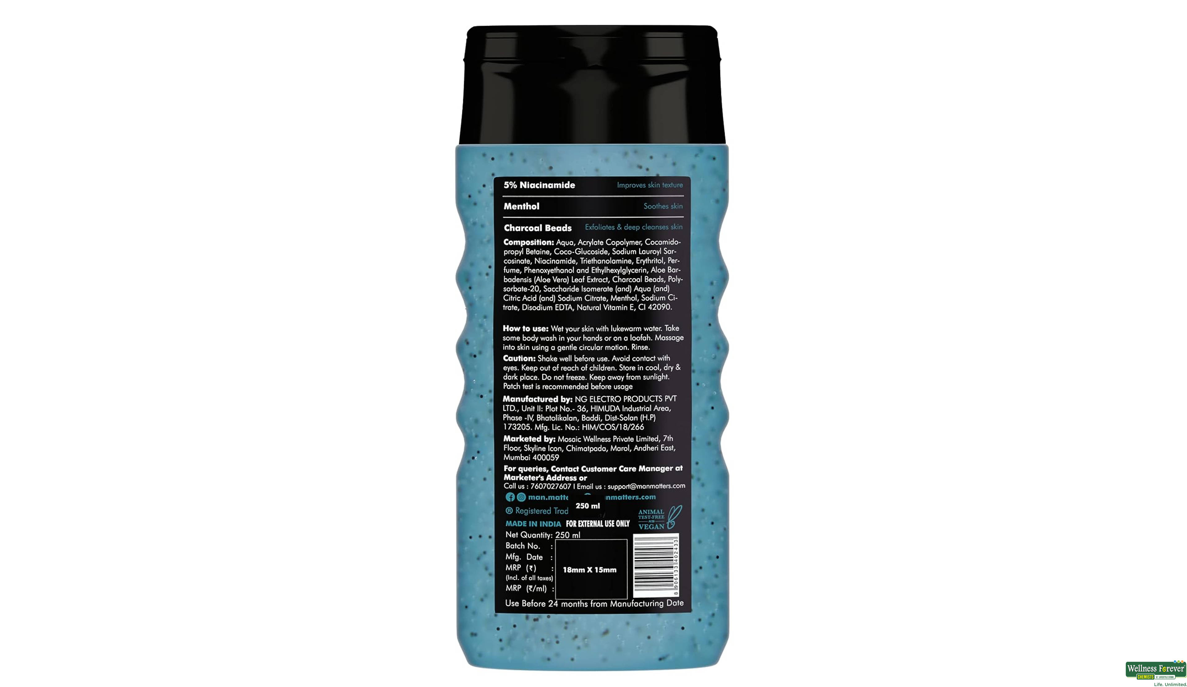 MAN MATTERS CHARCOAL BODY WASH- 2, 275ML, 