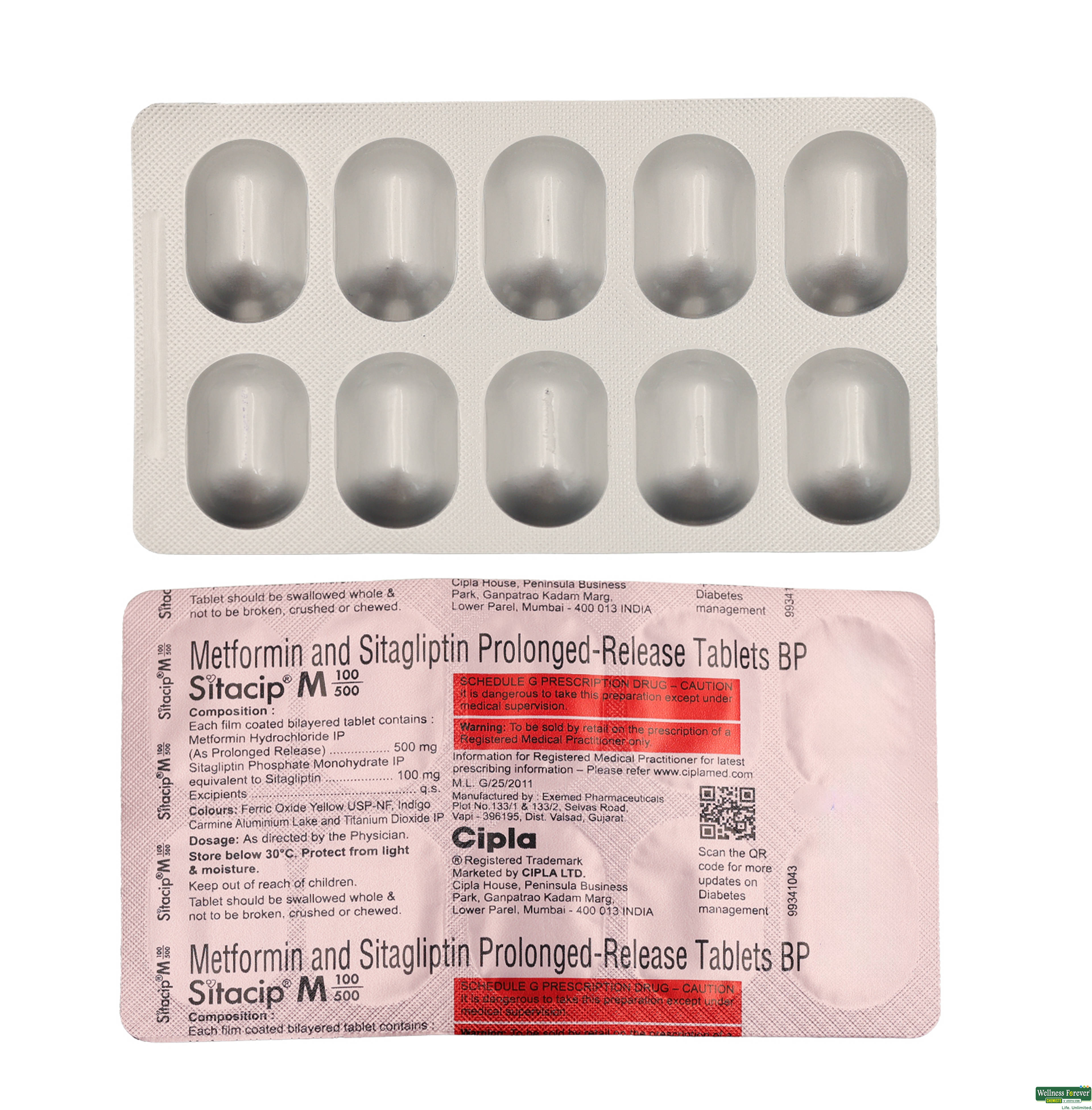 Sitacip M 100/500Mg 10Tablet-image