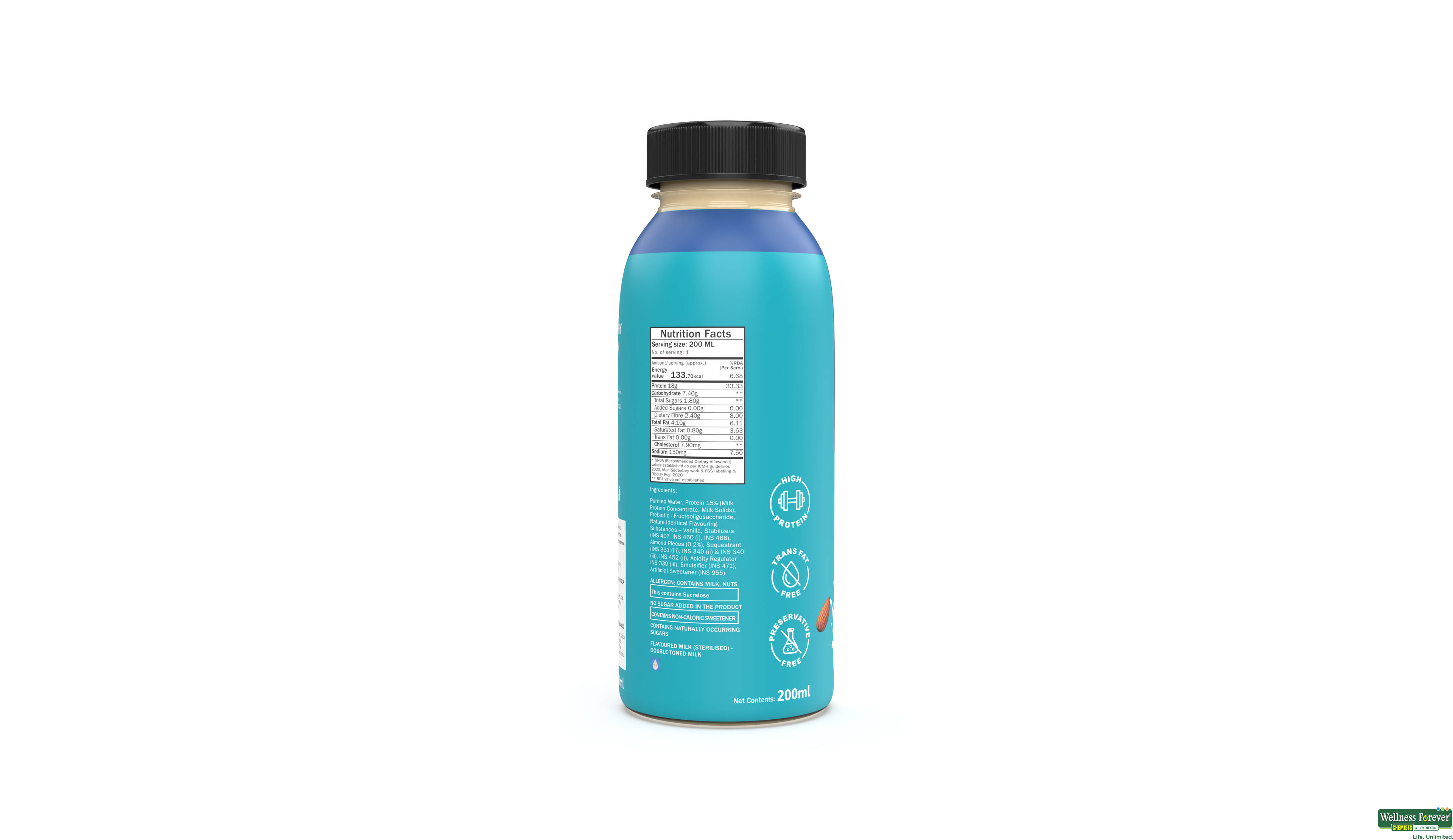 PHAB MILKSHAKE 18GM VANILLA ALMOND 200ML- 2, 200ML, null