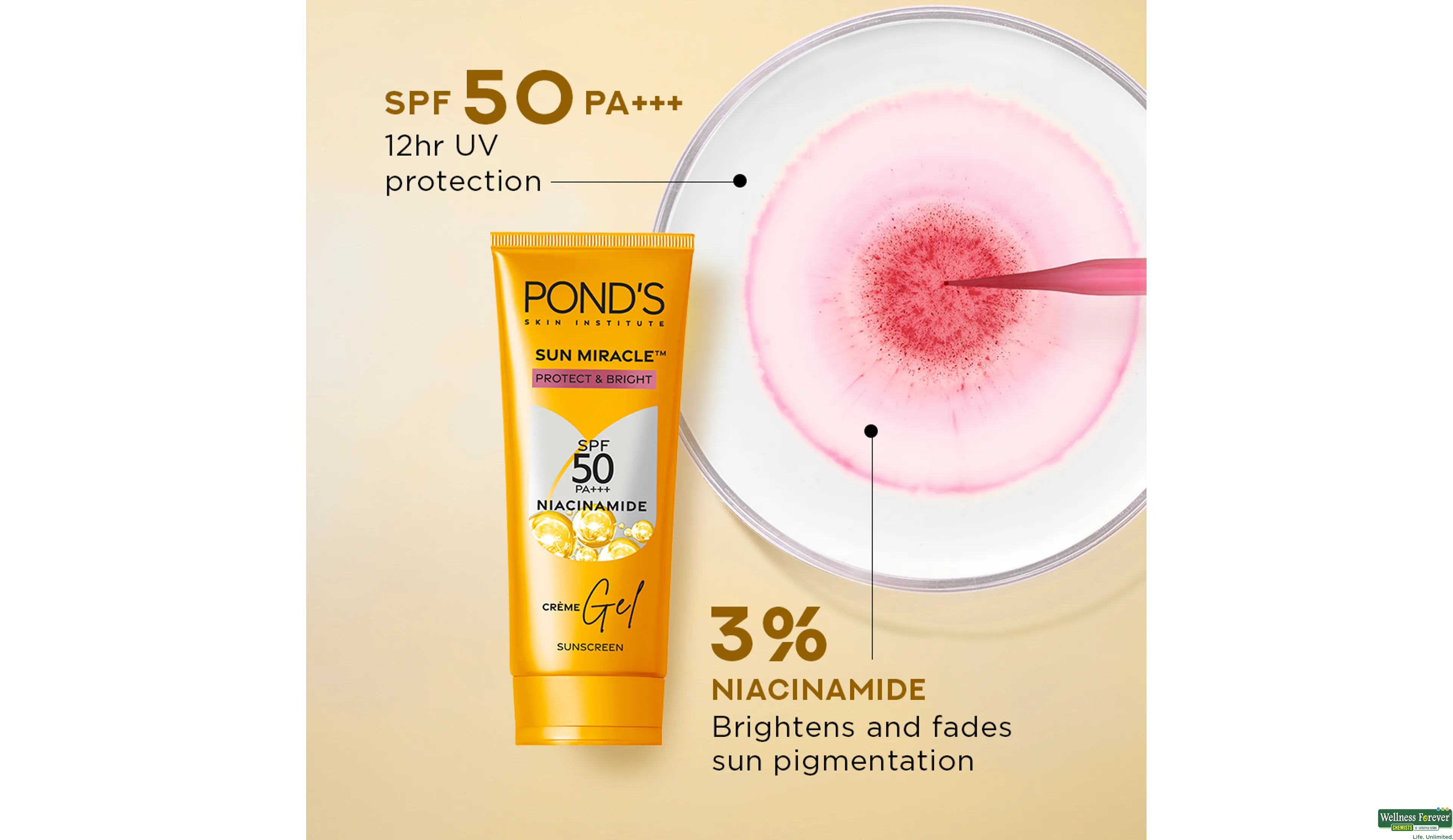 PONDS SUNSCREEN GEL 50GÂ  - SPF 50- 3, 50GM, null