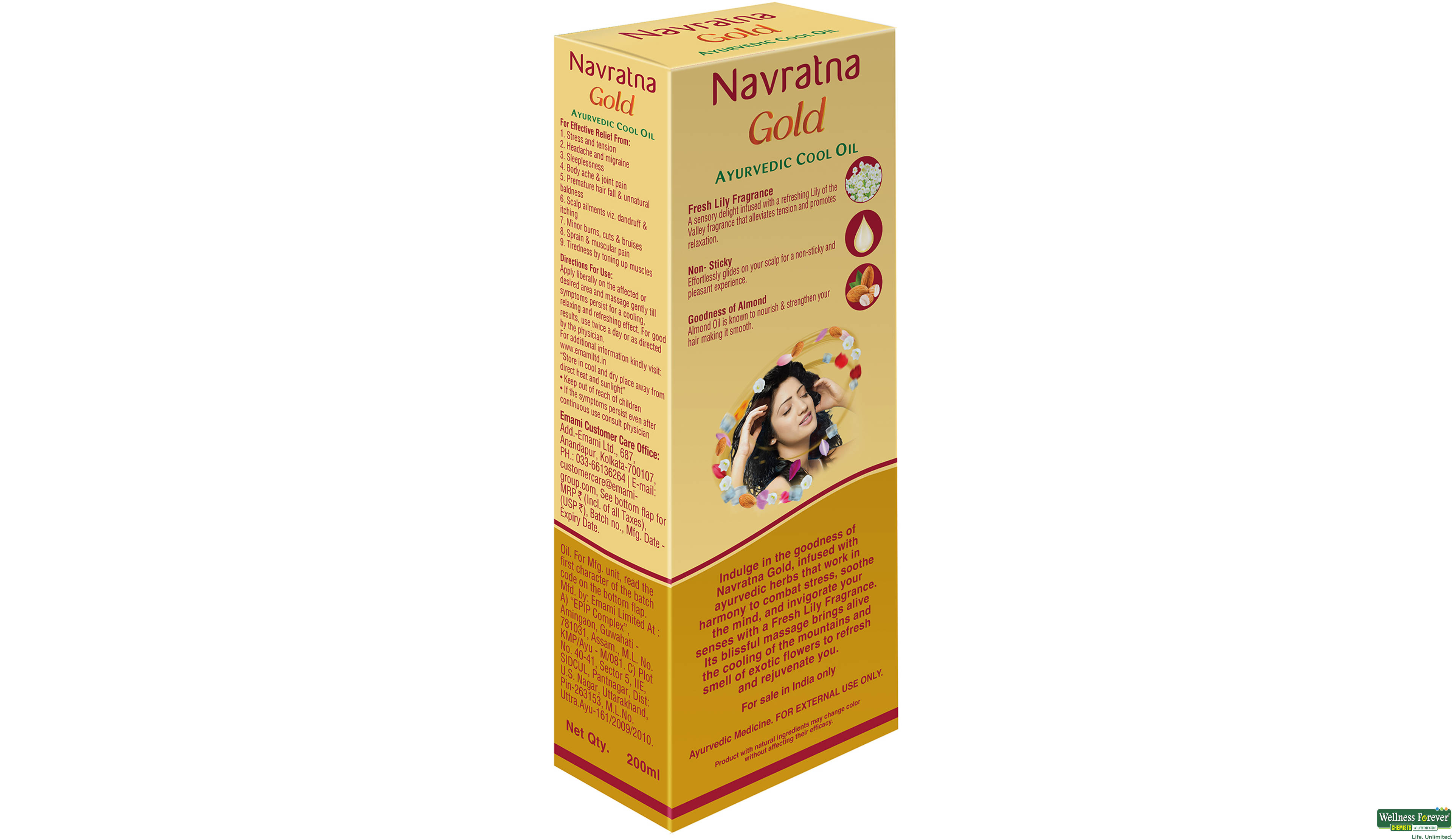 EMAMI NAVRATAN HR/OIL GOLD AYURVEDIC 200ML- 4, 200ML, null