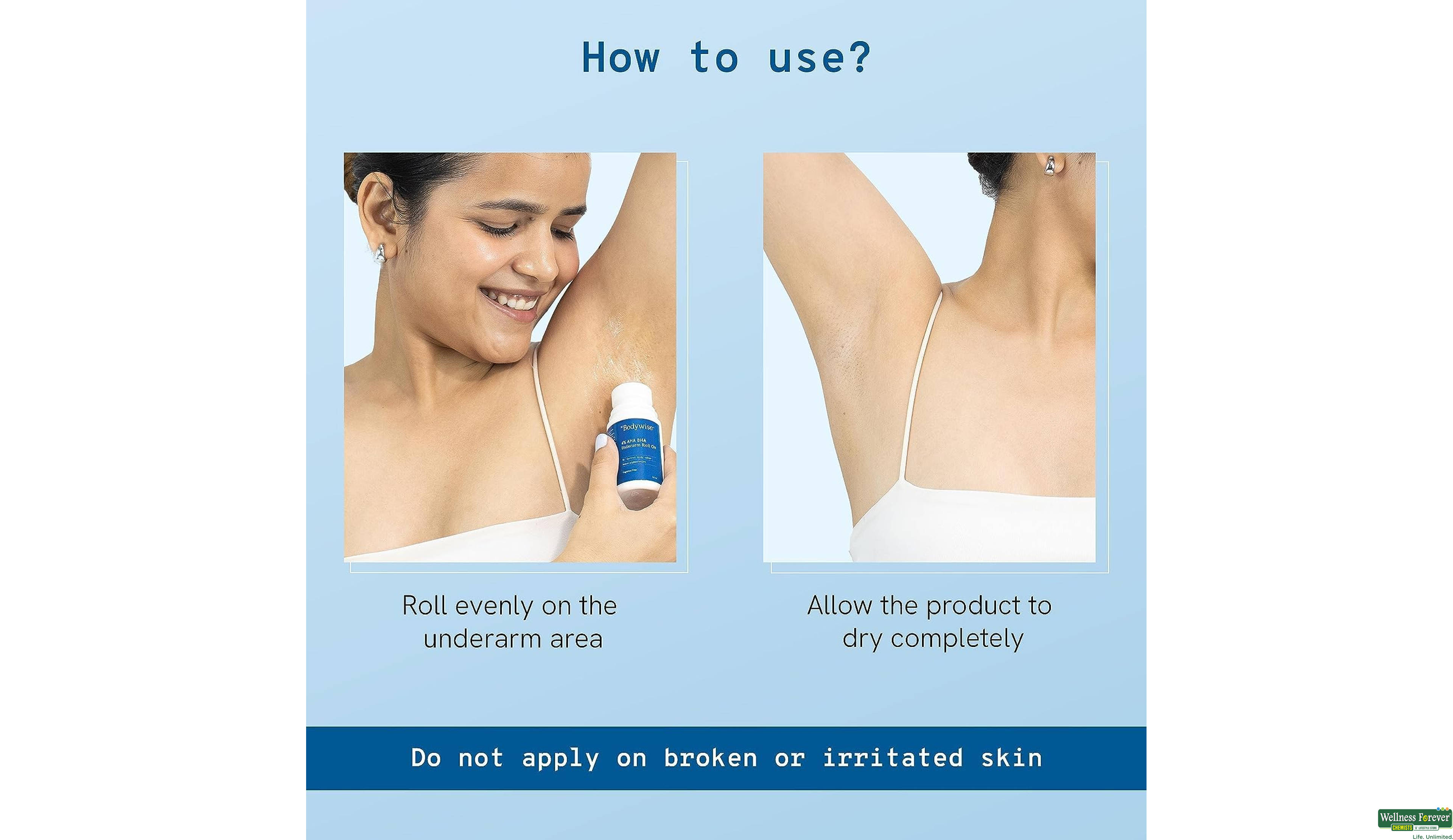 BE BODYWISE 4% AHA BHA UNDERARM ROLL ON 50ML- 6, 50ML, 