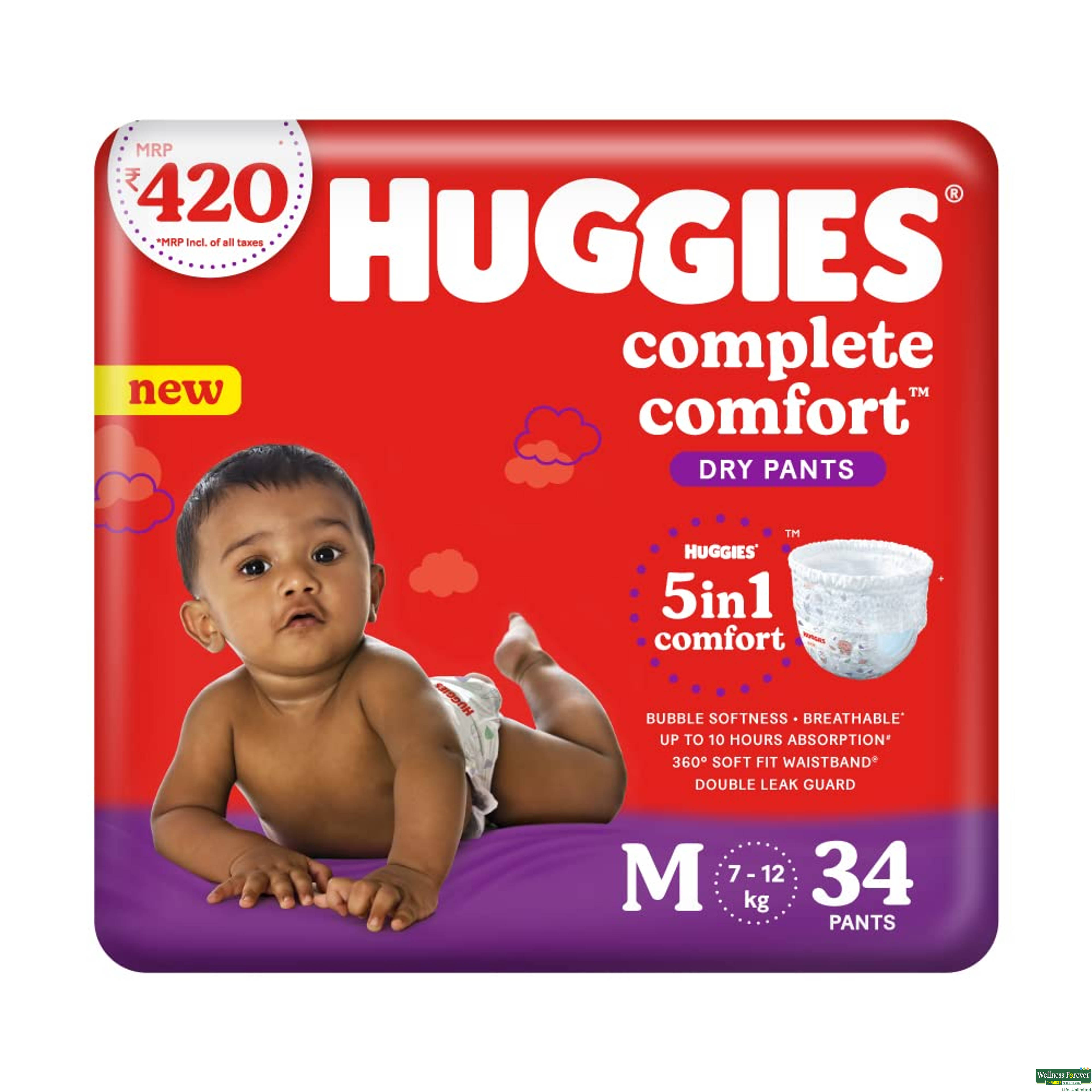 Huggies Complete Comfort Dry Pants, M, 34 Pieces-image