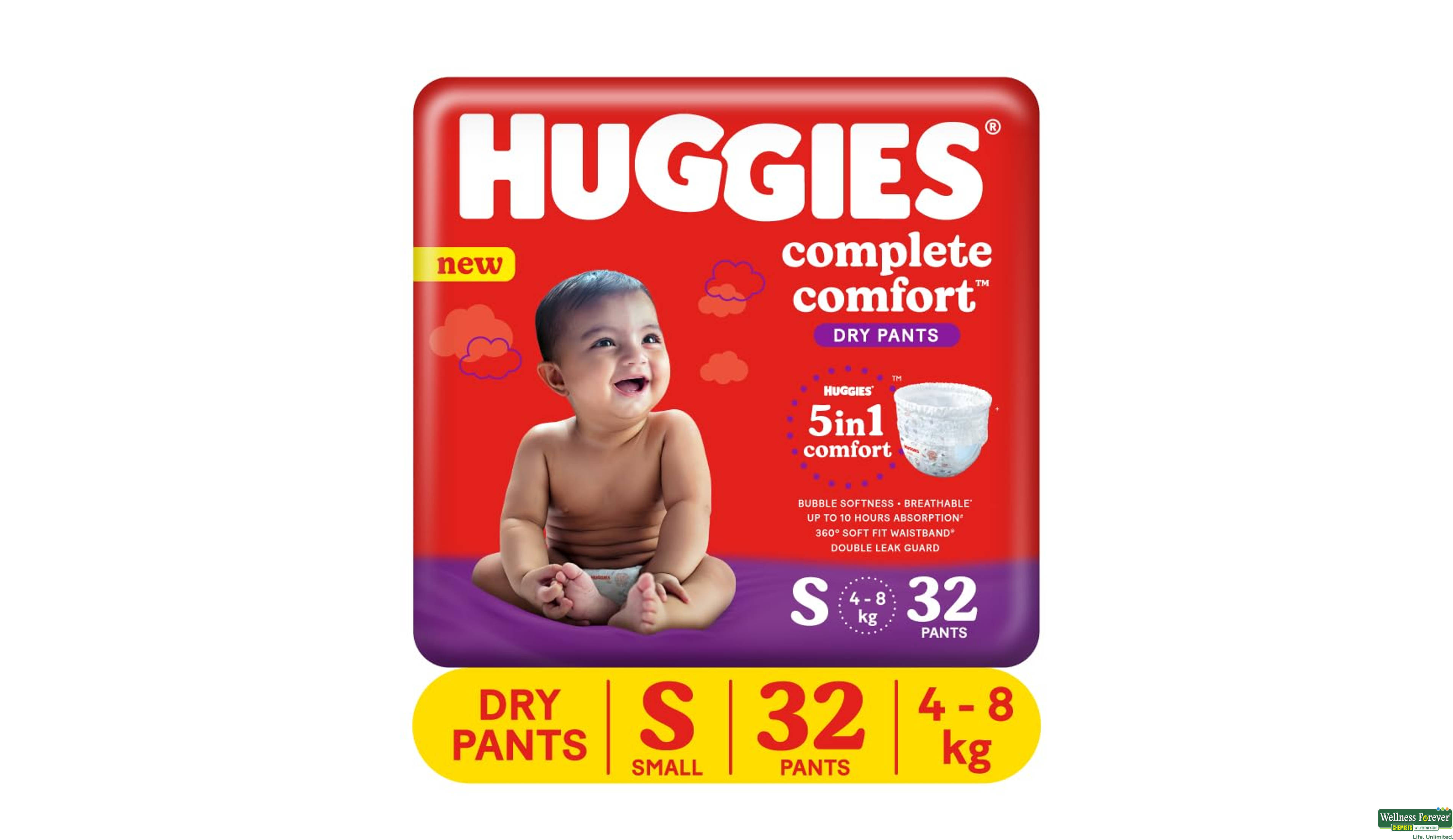 HUGG DIAP DRY PANTS S 32PC- 1, 32PC, null