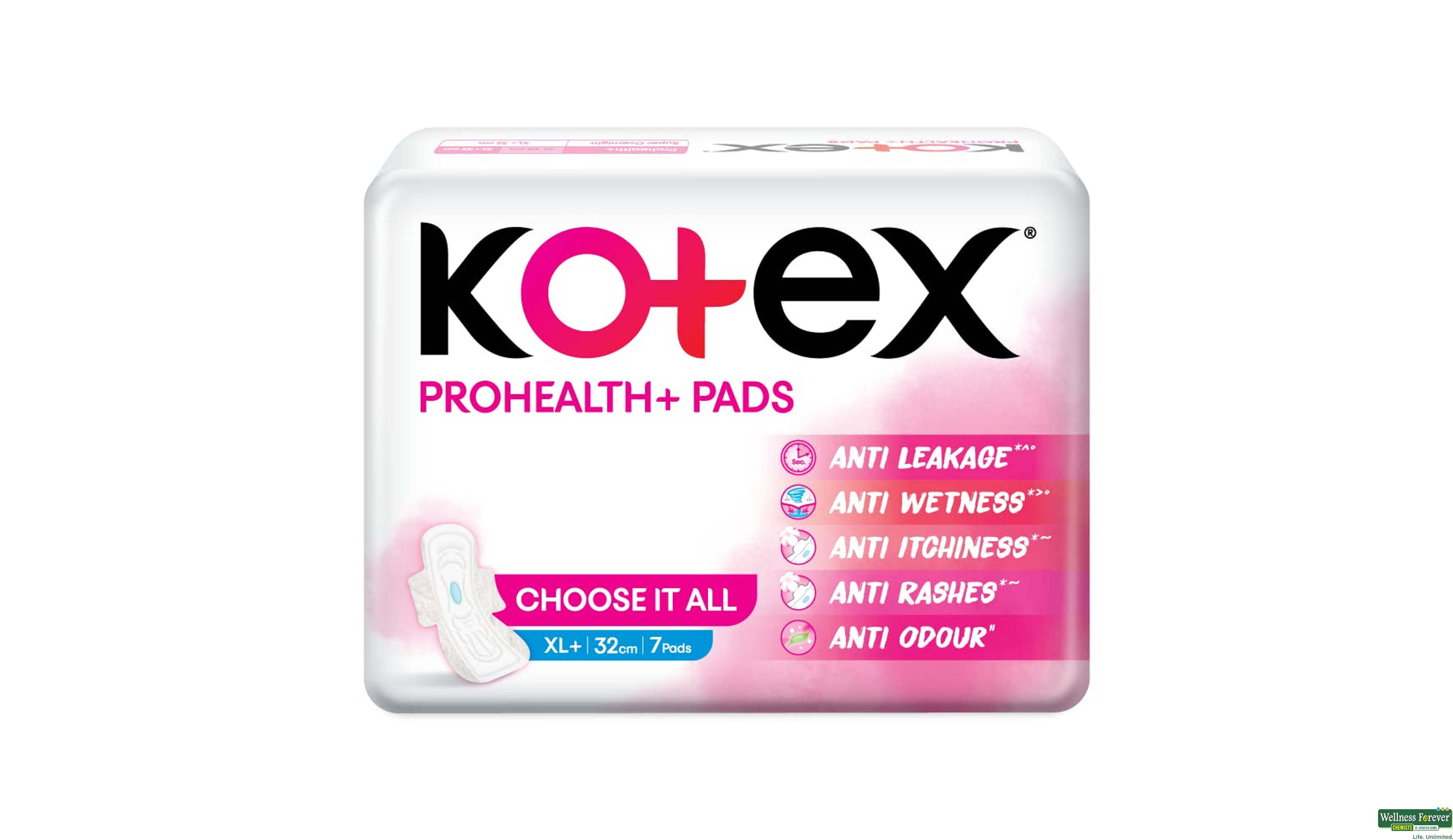 KOTEX PROHEALTH PADS XL+ 7PC- 1, 7PC, null