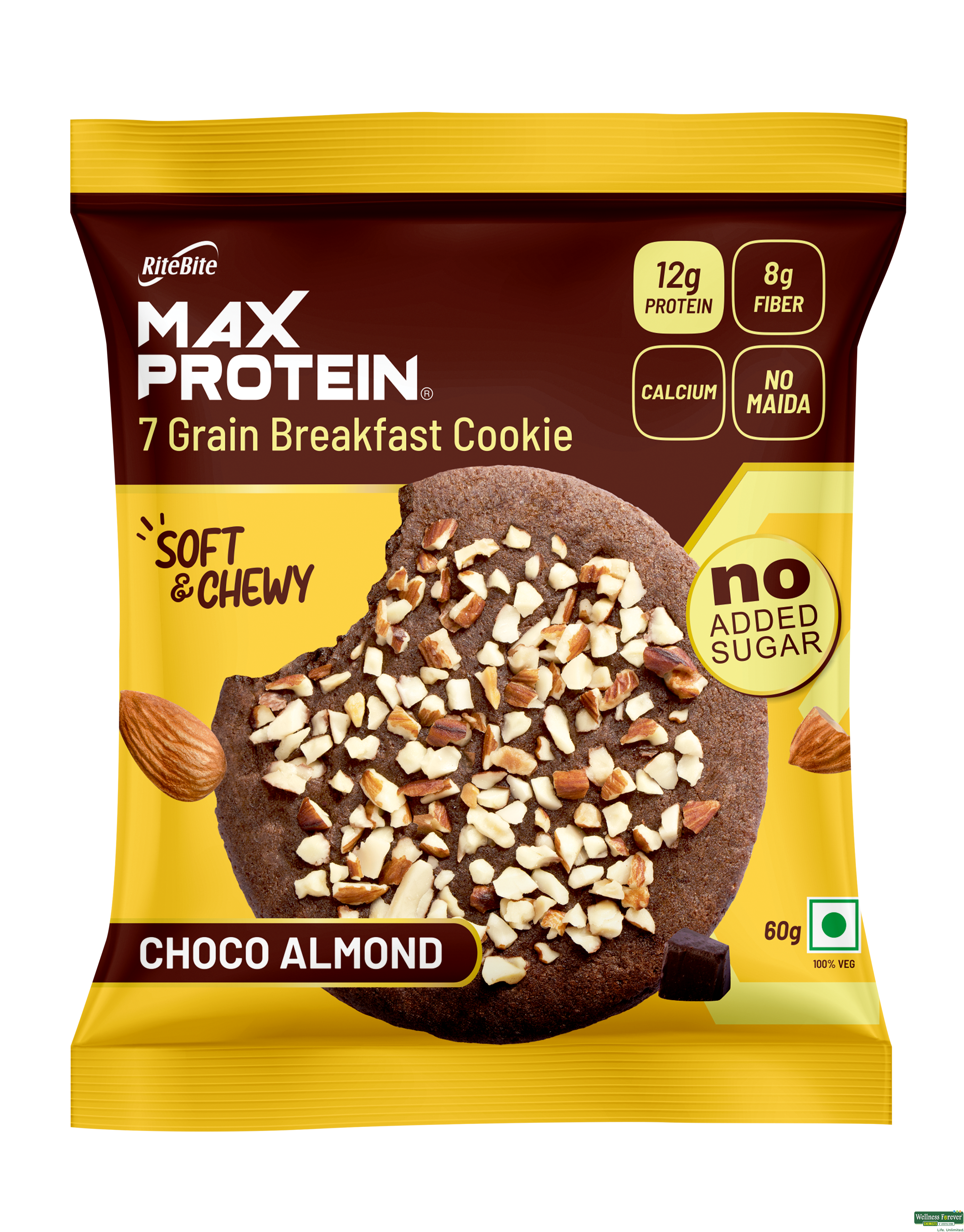 MAX PROTEIN COOKIES CHOCO ALMOND 60GM-image
