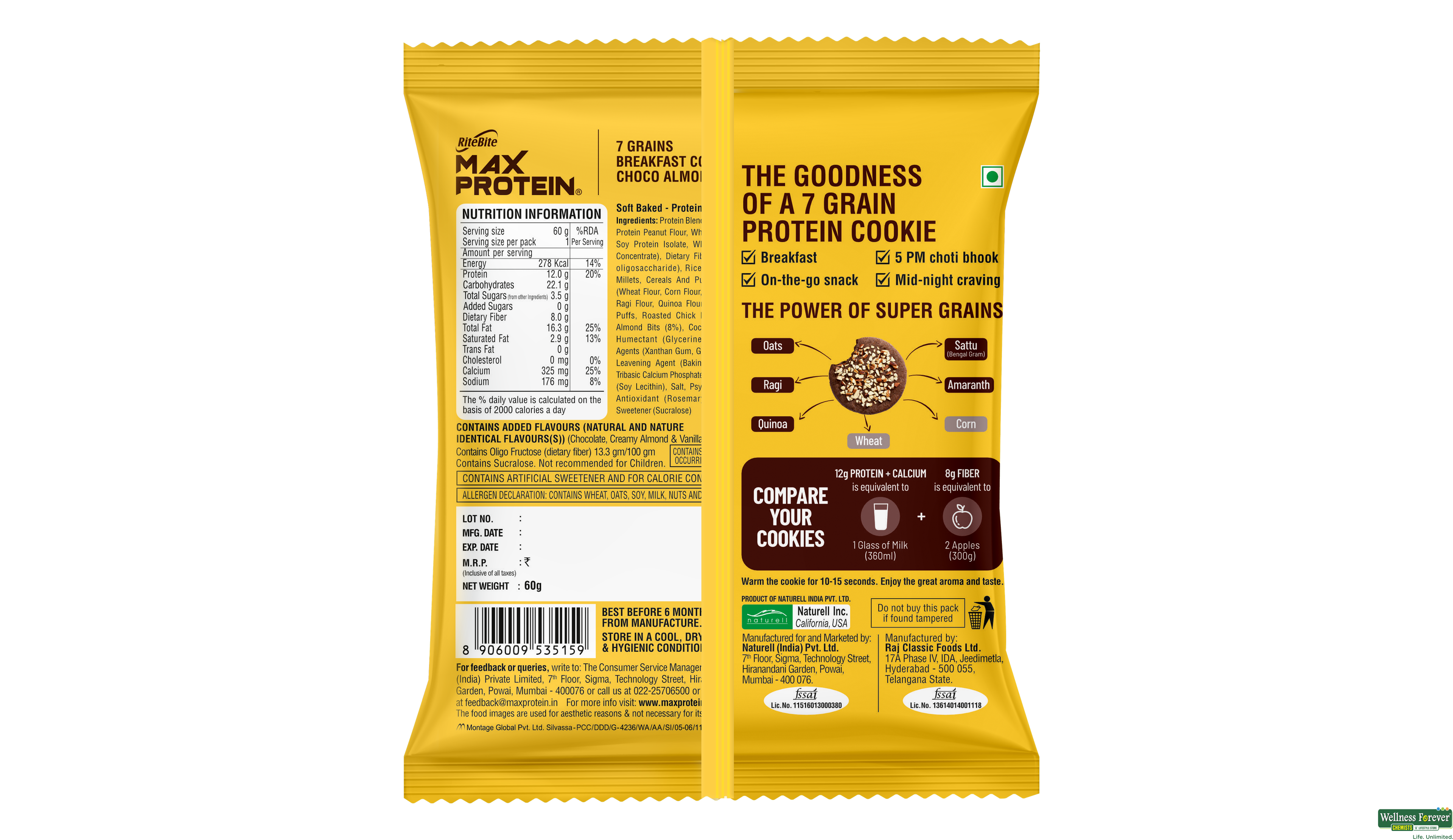 MAX PROTEIN COOKIES CHOCO ALMOND 60GM- 2, 60GM, 