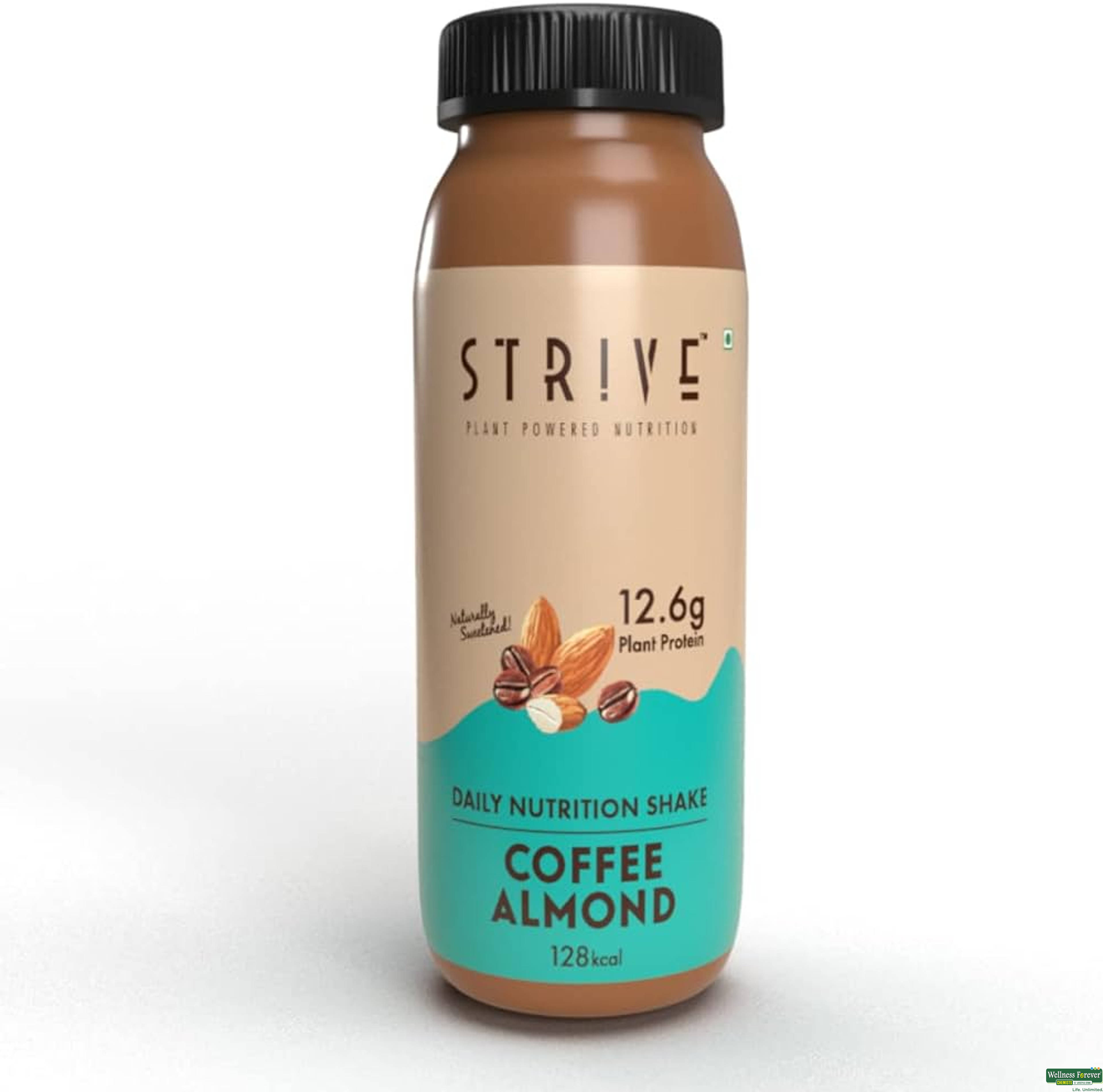 Strive Vegan Protein Shake with 12.6g Plant Protein and 25% Calcium, Coffee Almond, 200 ml-image