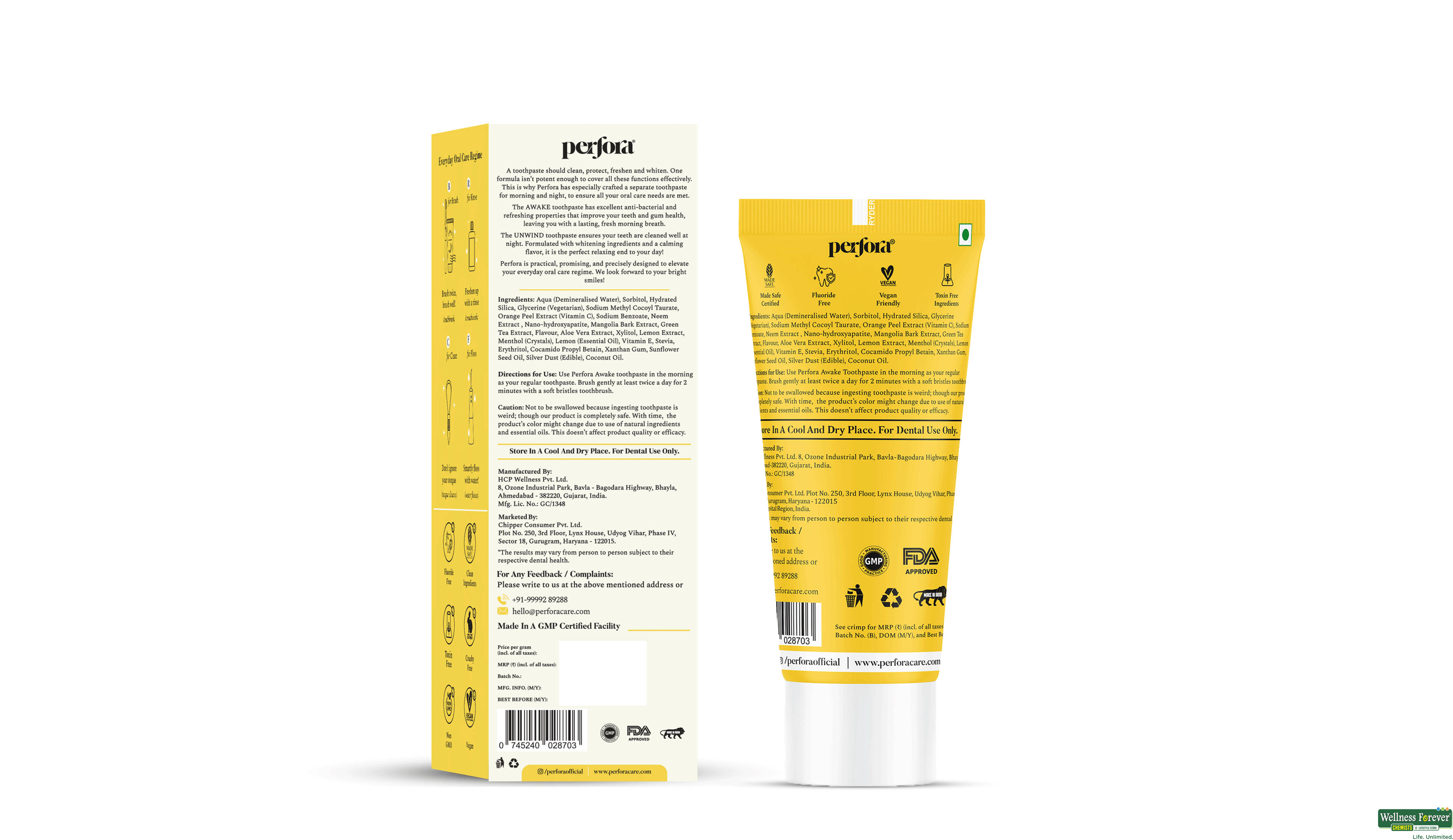 PERFORA T/PASTE AWAKE LEMON MINT 100GM- 2, 100GM, null