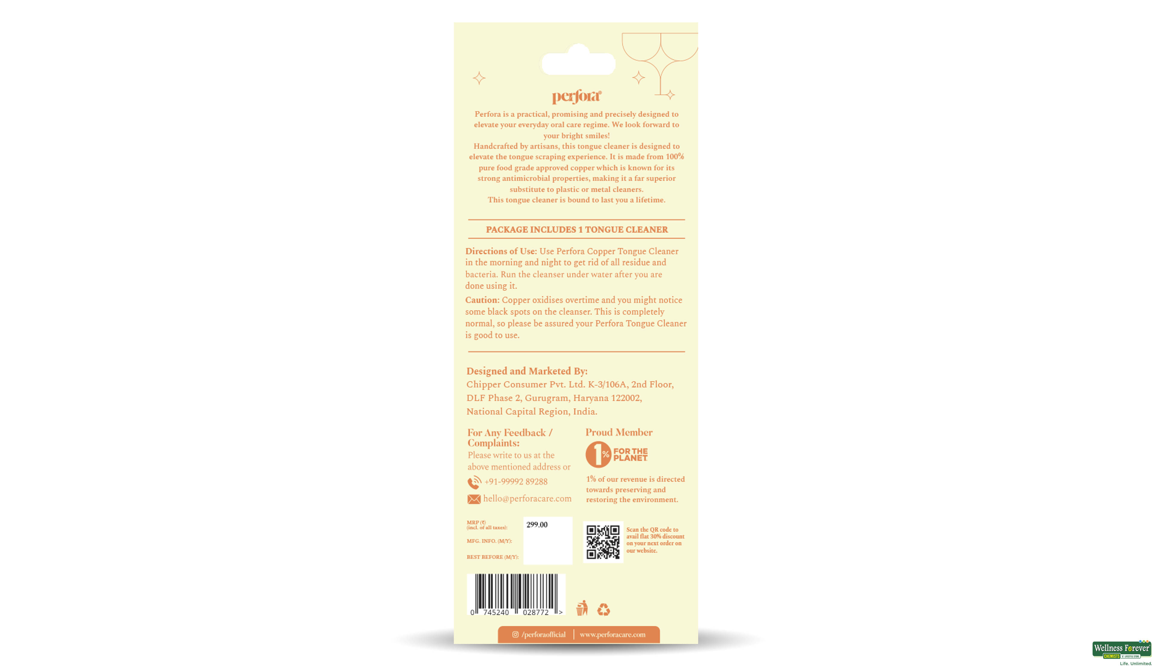 PERFORA TONGUE CLEANER COPPER 1PC- 2, 1PC, null