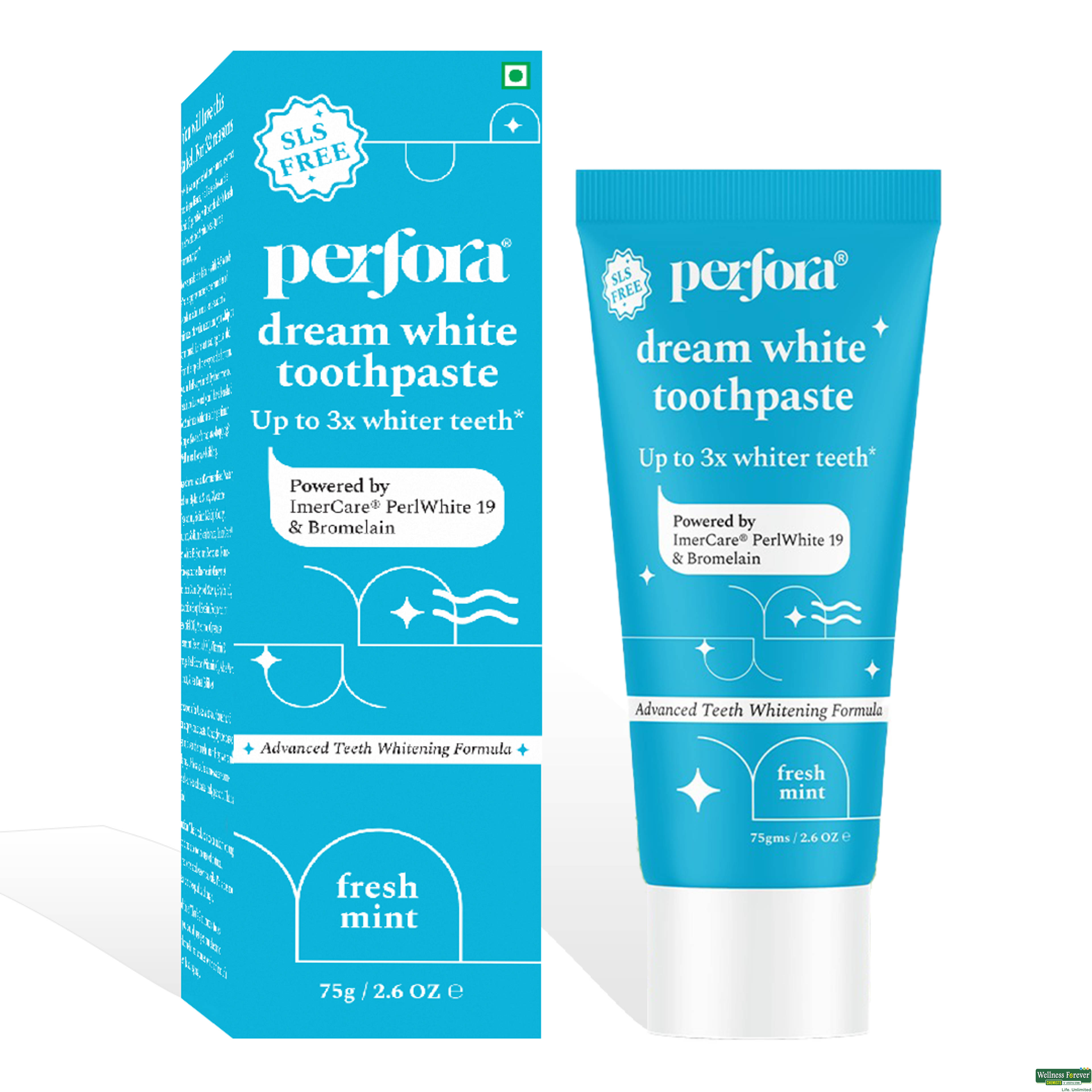 Perfora Dream White Teeth Whitening Toothpaste, Fresh Mint, 75 g-image