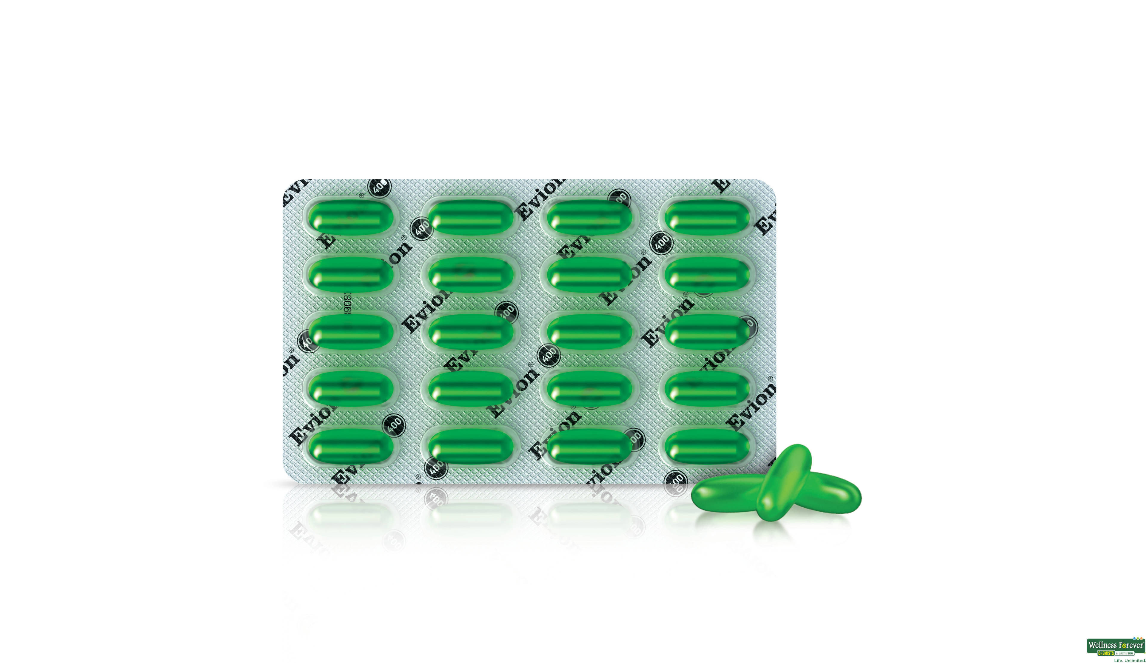 EVION 400MG 20CAP- 1, 20CAP, •Keeps cells healthy by fighting off harm.
•Helps your skin and eyes stay healthy.
•Good for the heart and other organs.
•Boosts your body’s defense against illness.