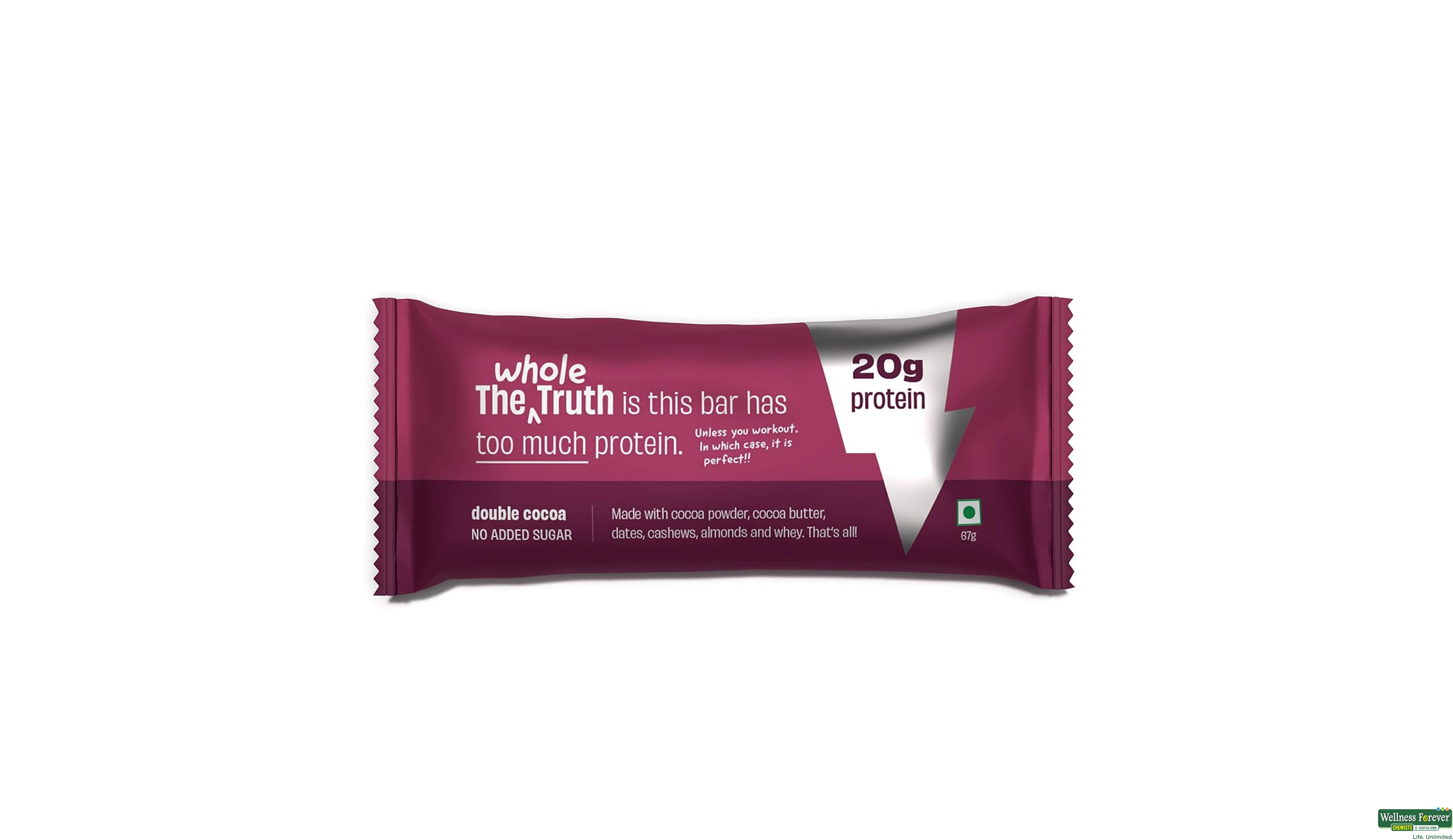 THE WHOLE T PROTEIN BAR DOUBLE COCOA 67GM- 1, 67GM, 