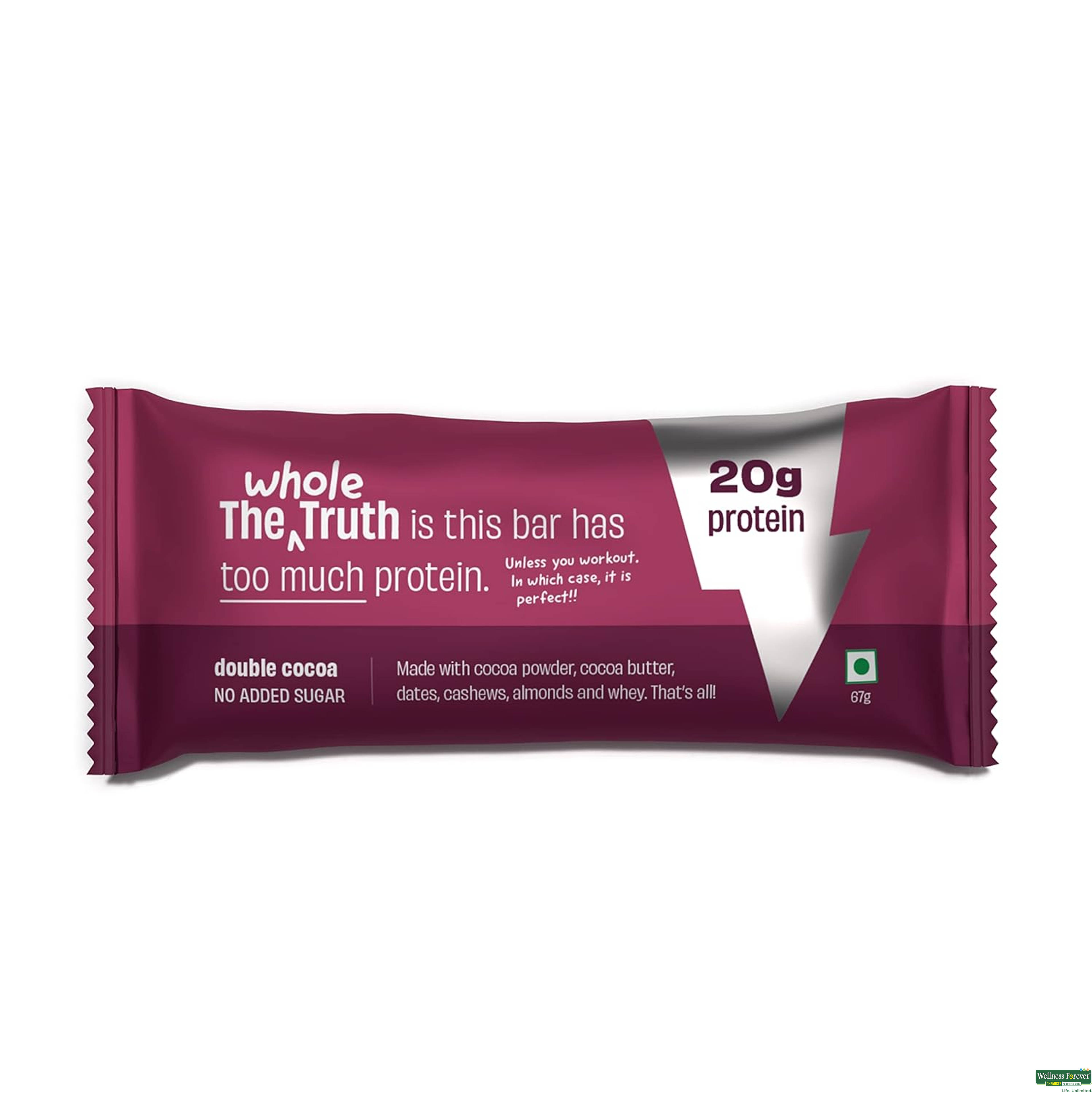 THE WHOLE T PROTEIN BAR DOUBLE COCOA 67GM-image