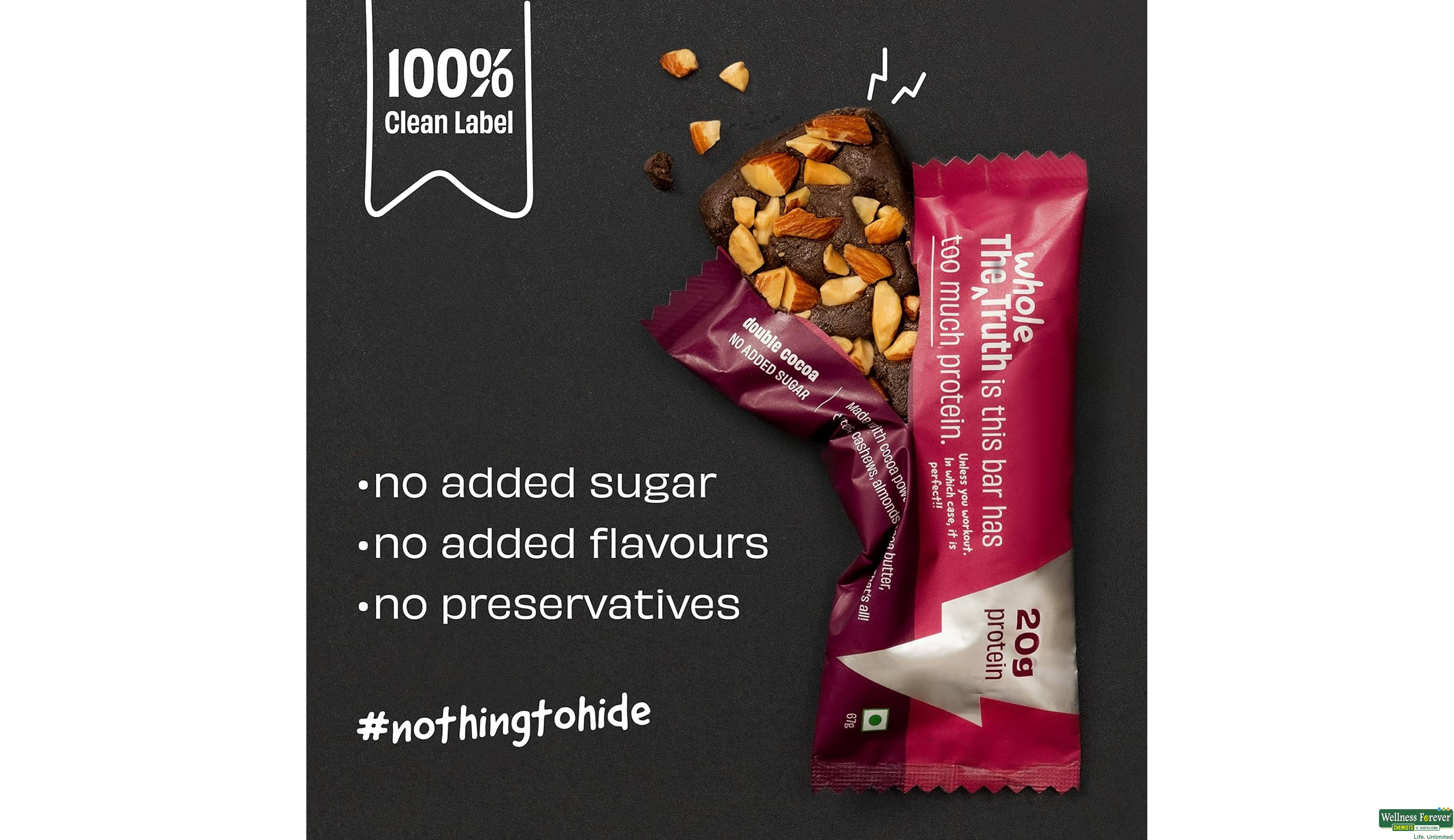 THE WHOLE T PROTEIN BAR DOUBLE COCOA 67GM- 4, 67GM, 