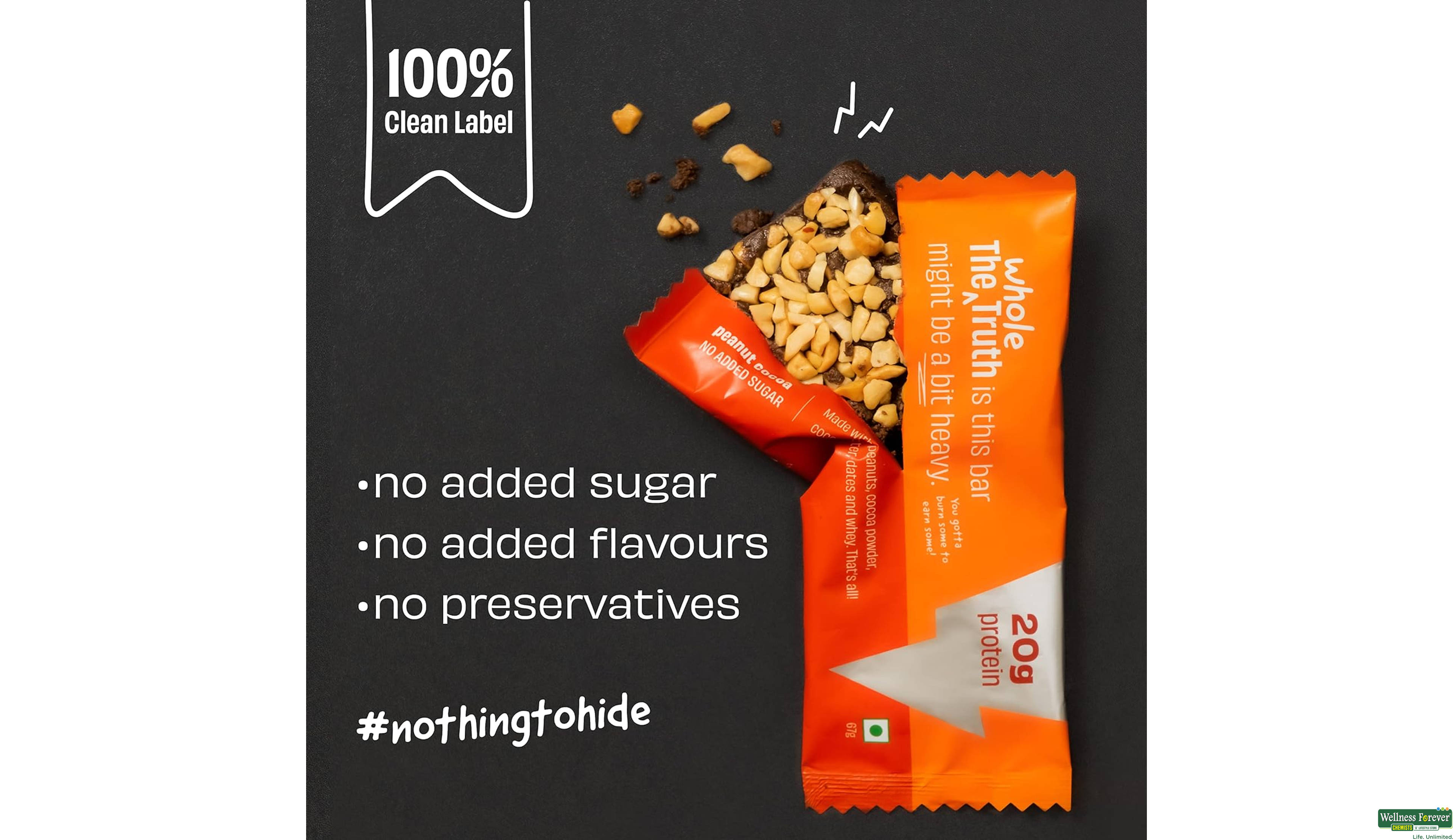 THEWHOLE T PROTEIN BAR PEANUT COCOA 67GM- 3, 67GM, 