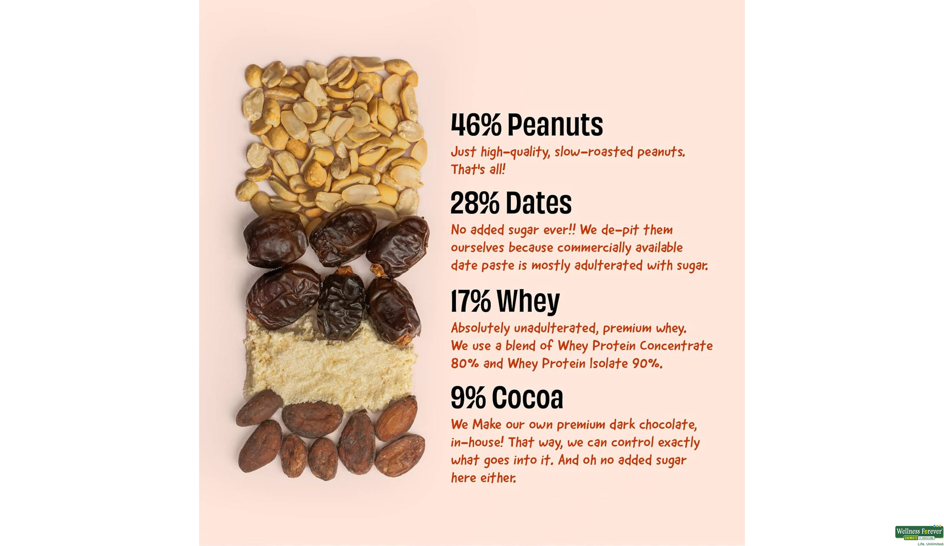 THEWHOLE T PROTEIN BAR PEANUT COCOA 67GM- 5, 67GM, 