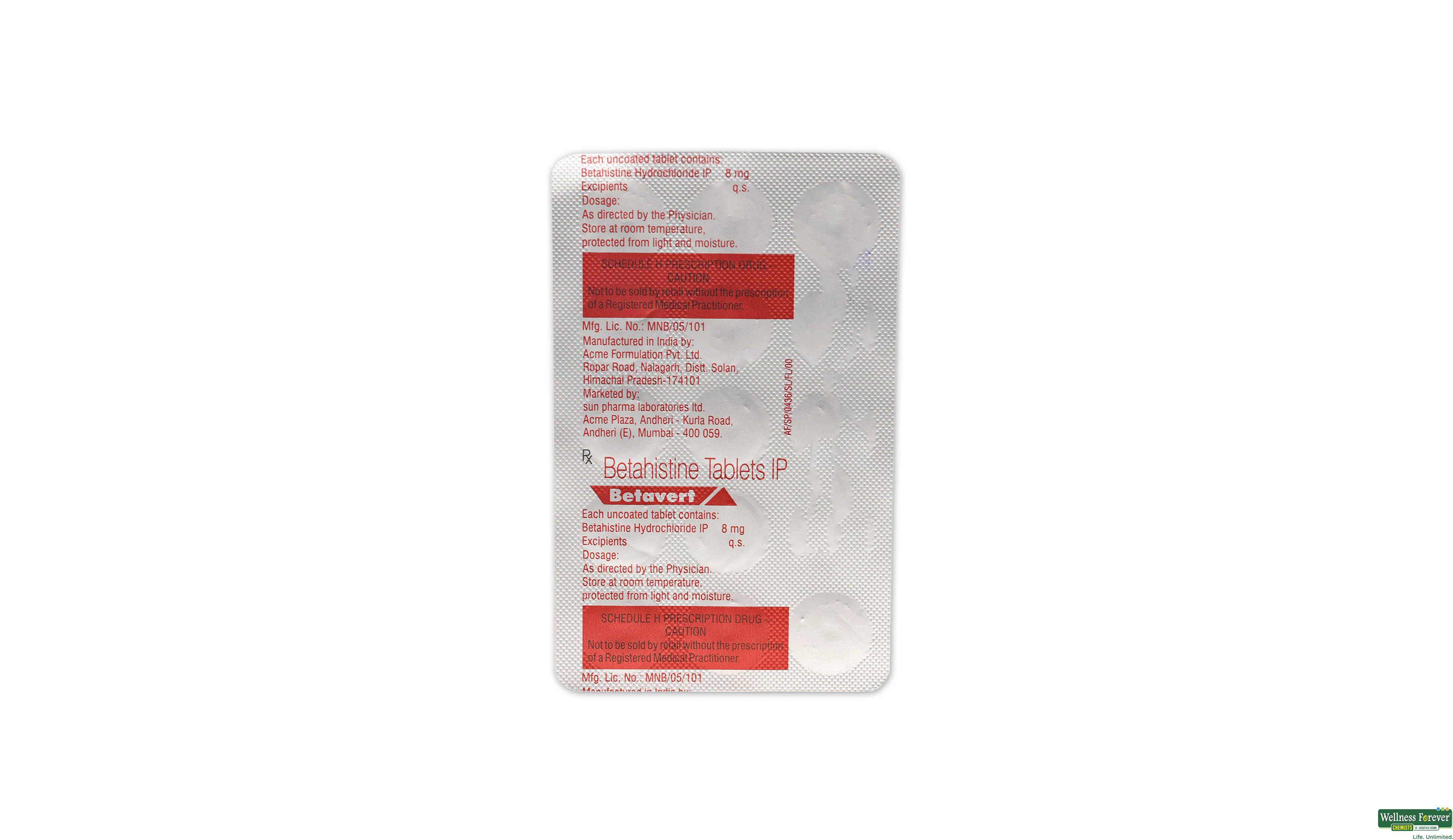 BETAVERT 8MG 15TAB- 1, 15TAB, null