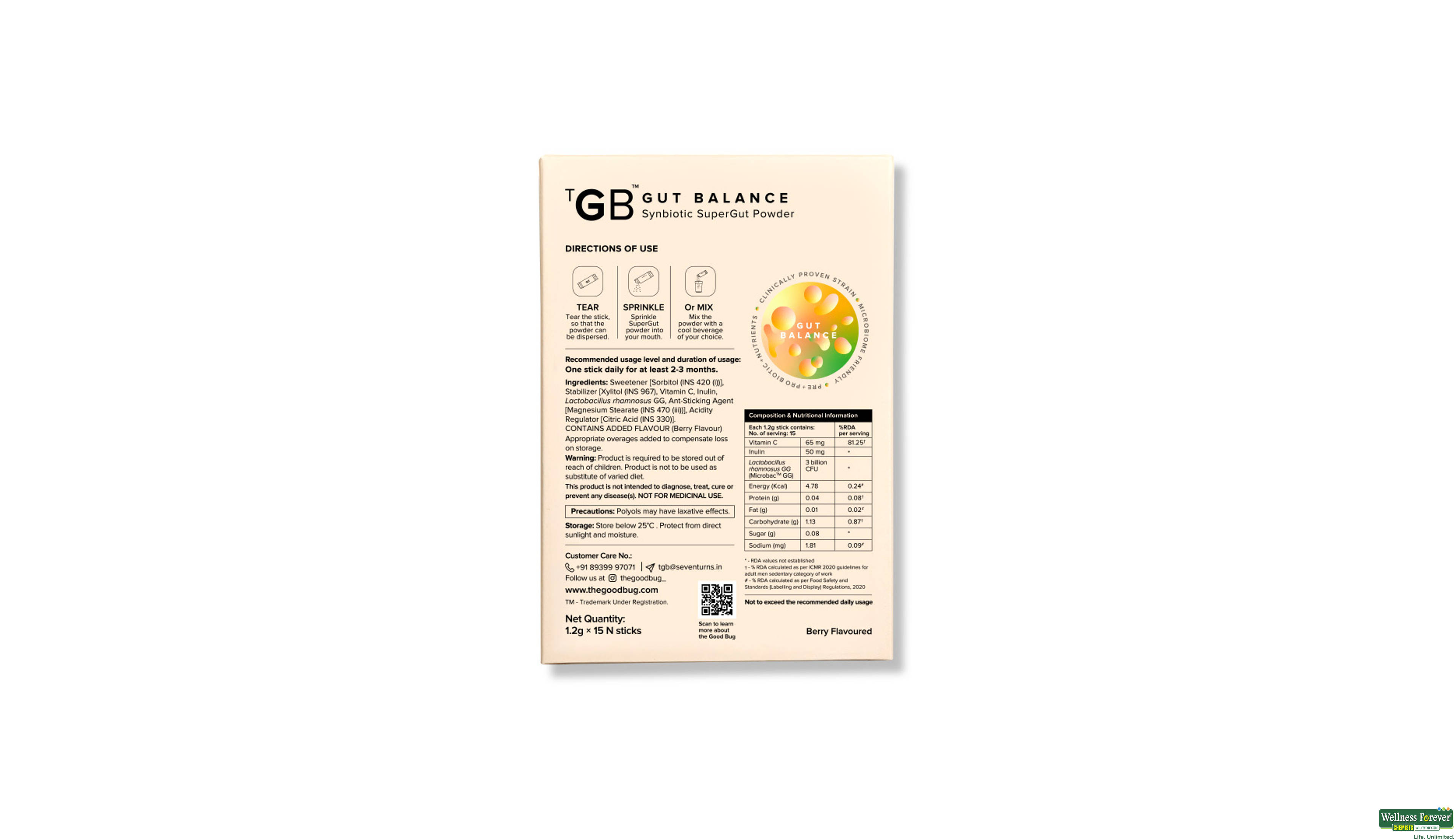THE GOOD BUG GUT BALANCE 15 SACHET- 2, 15PC, null