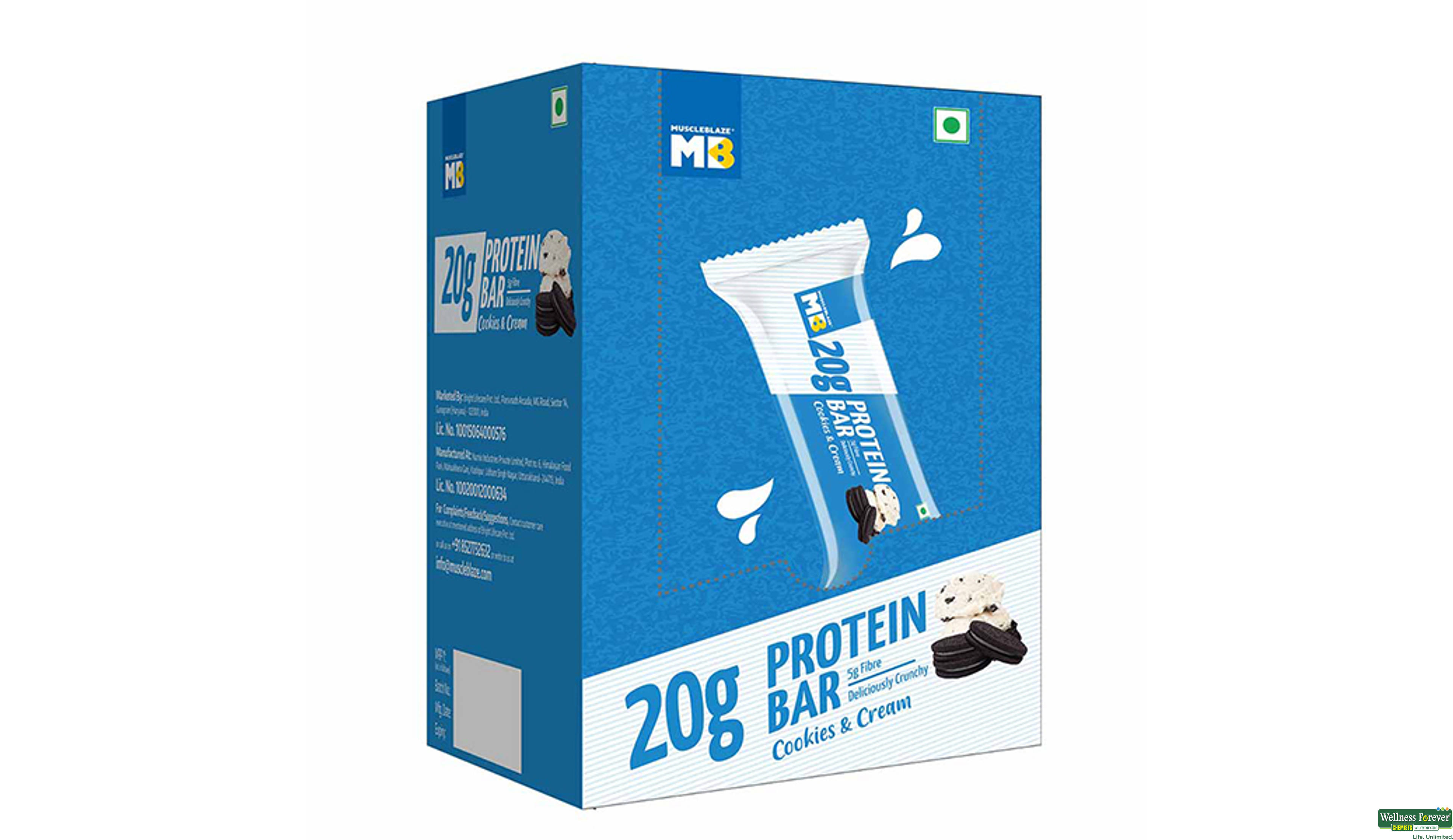 MB PROTEIN BAR COOKIES & CREAM 20GM- 1, 10GM, null