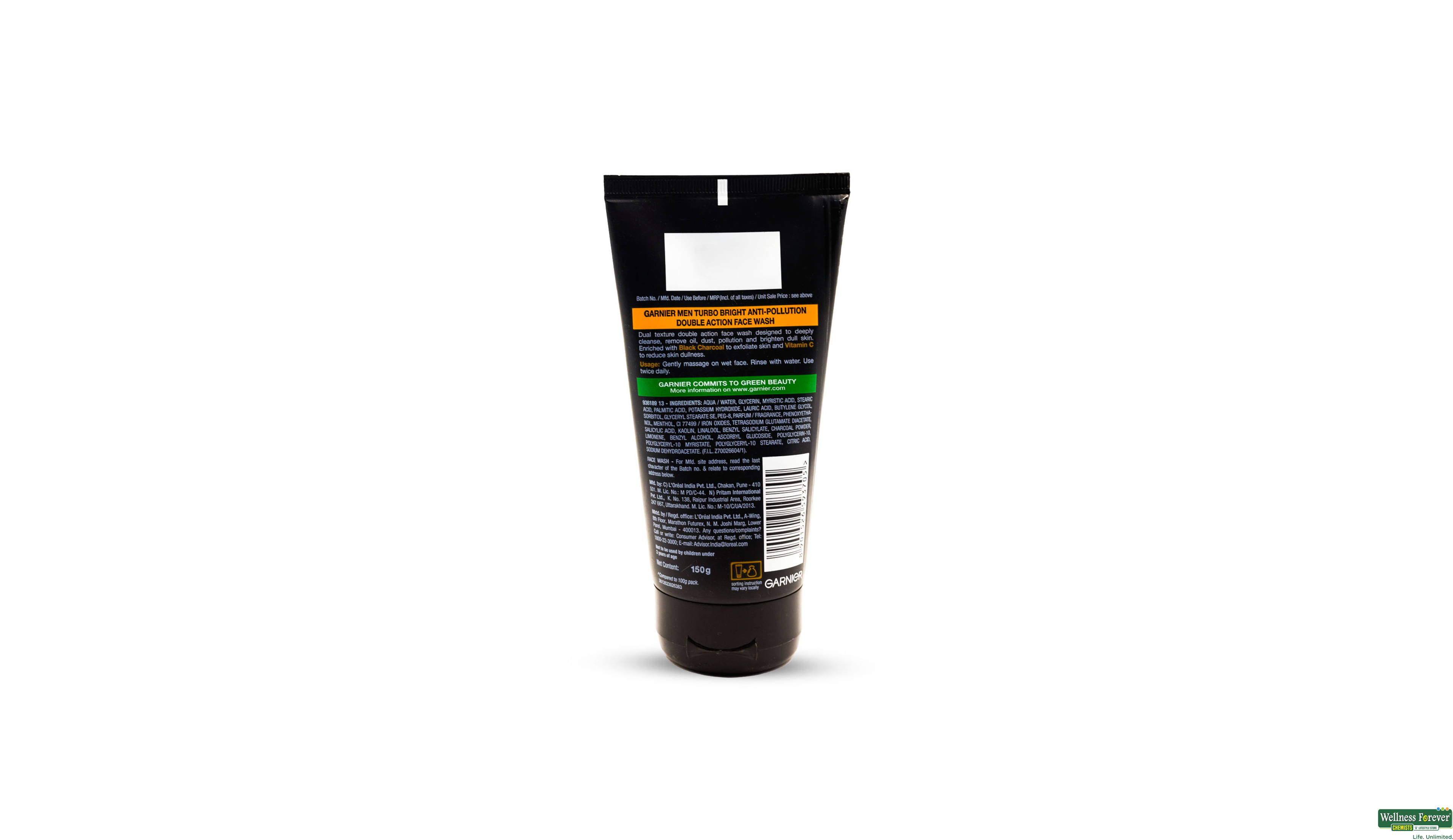 GARNIER F/WASH MEN TURBOBRIGHT DOUBLE ACTION 150GM- 2, 150GM, null