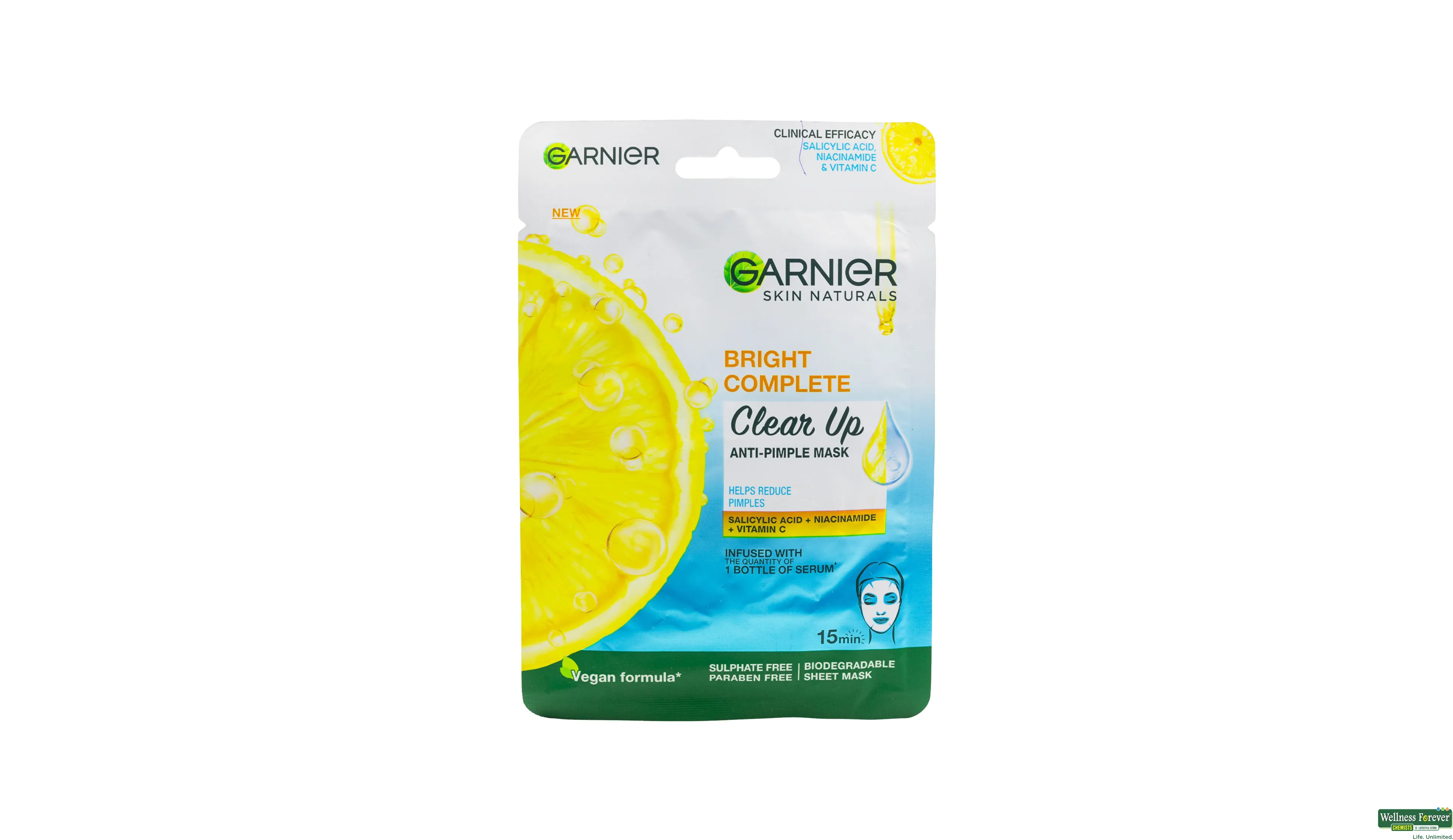 GARNIER BC CLEAR UP ANTI-ACNE MASK 1PC- 1, 1PC, null