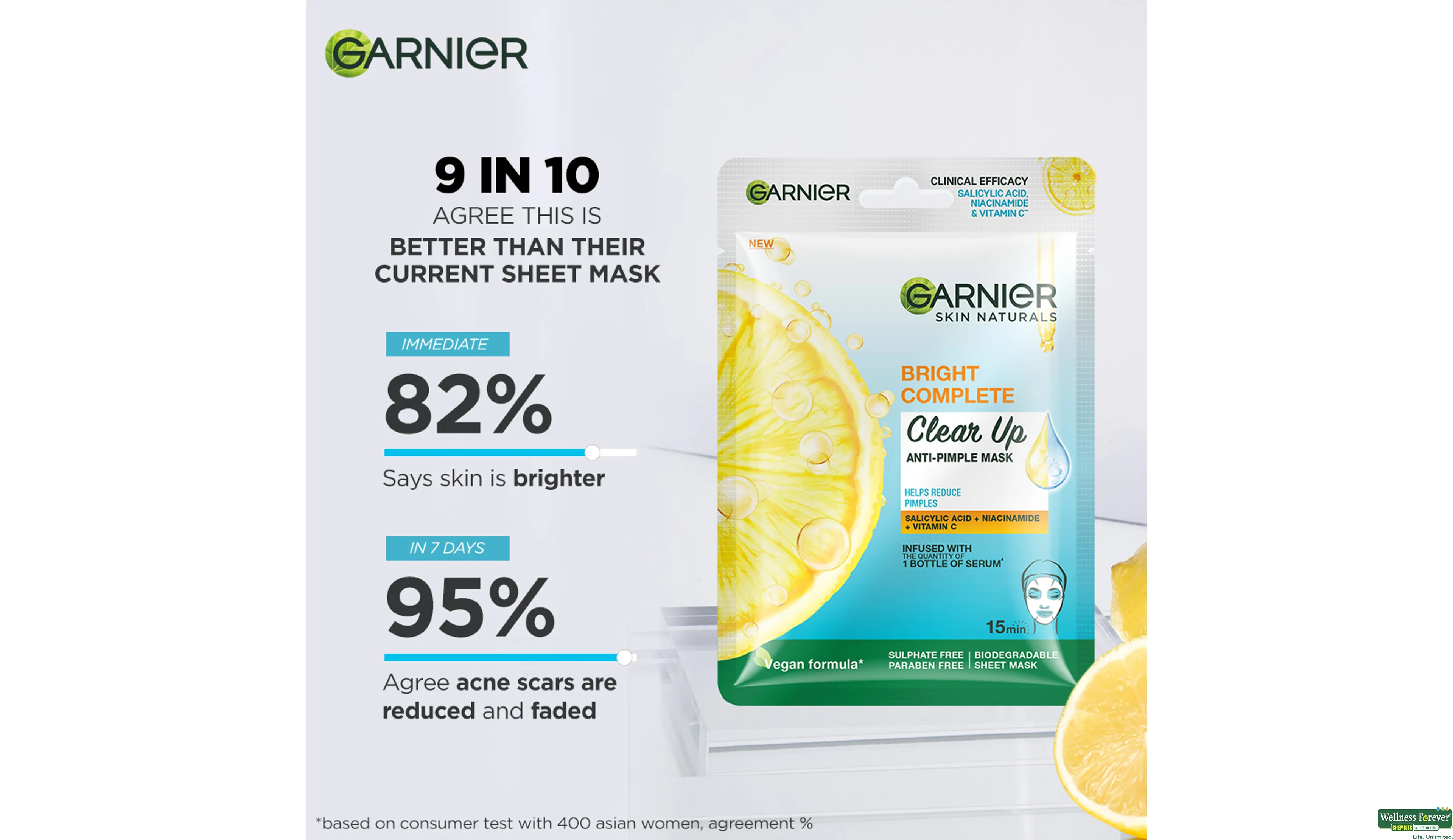 GARNIER BC CLEAR UP ANTI-ACNE MASK 1PC- 7, 1PC, null