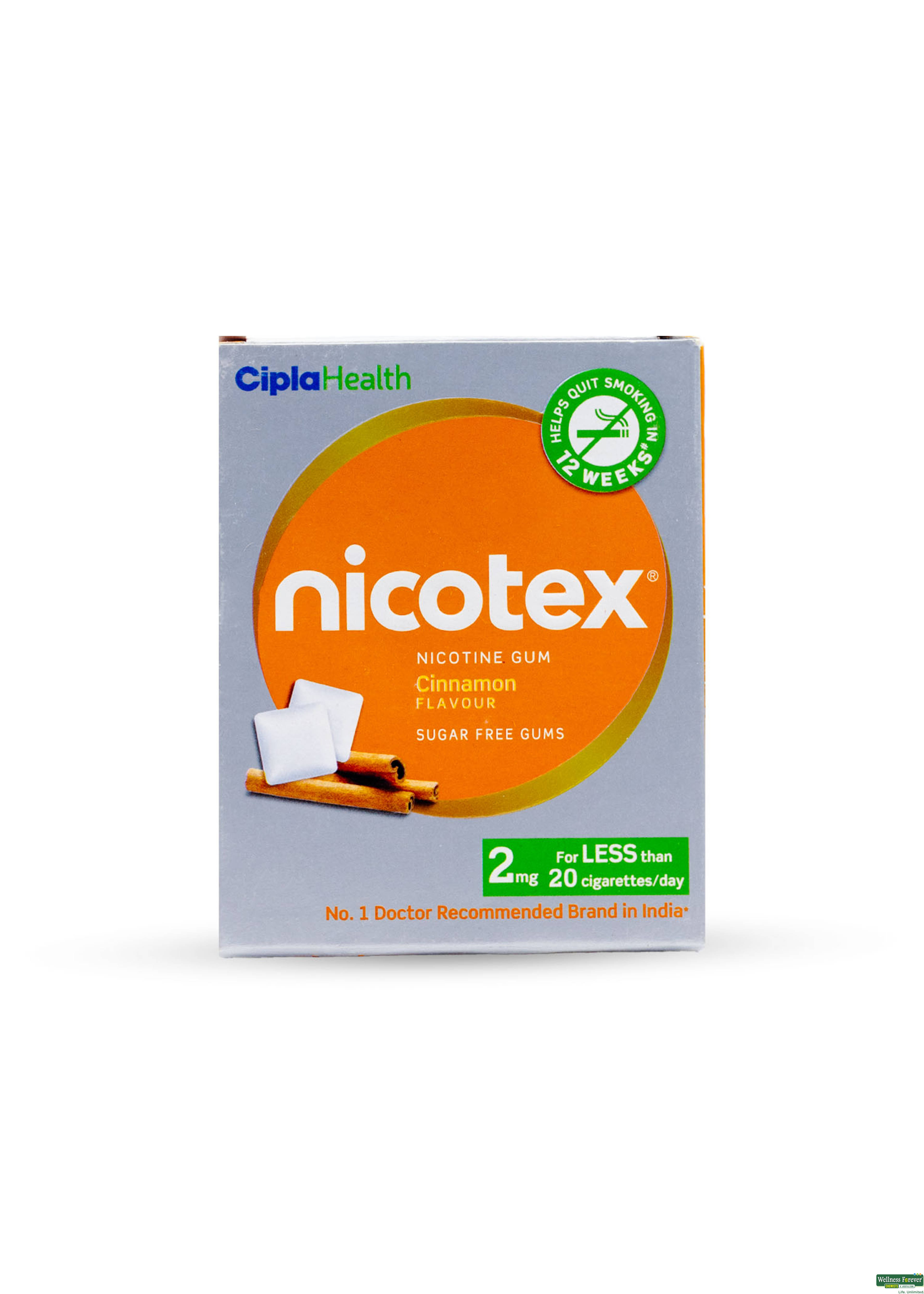 Nicotex Cinnamon Sugar Free 2Mg 12 Gum-image