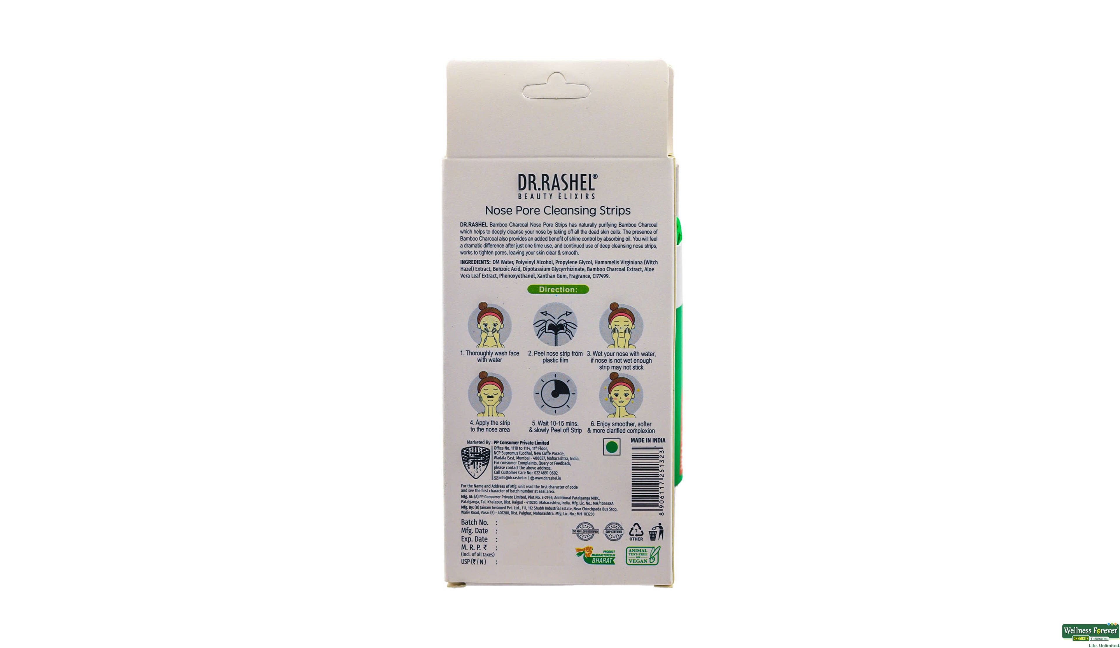 DR.RASHEL BAMBOO CHARNOSE STRIPS 10PC- 2, 10PC, null