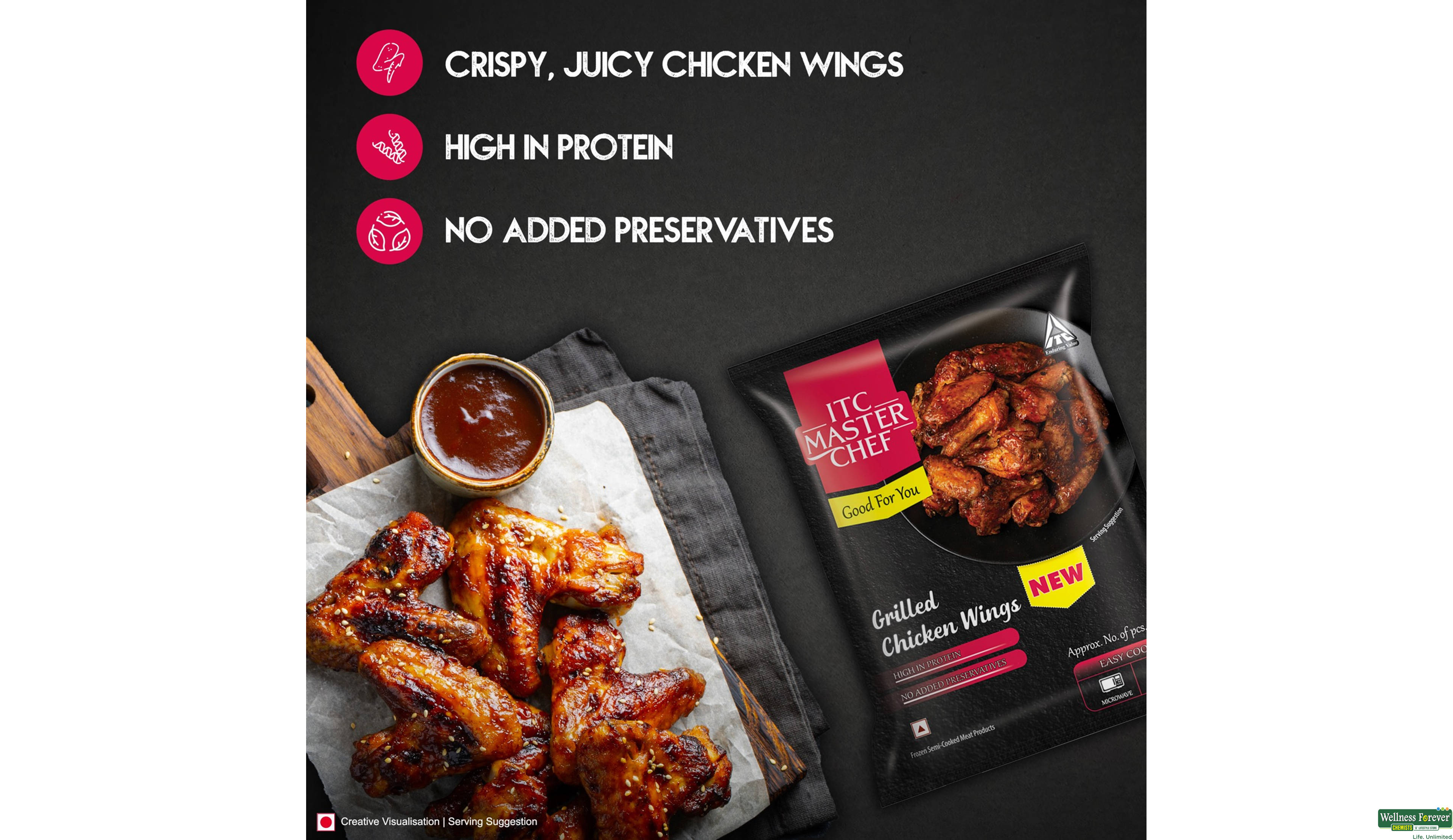 ITC MASTER CHEF GRILLED CHICKEN WINGS 360GM- 4, 360GM, null